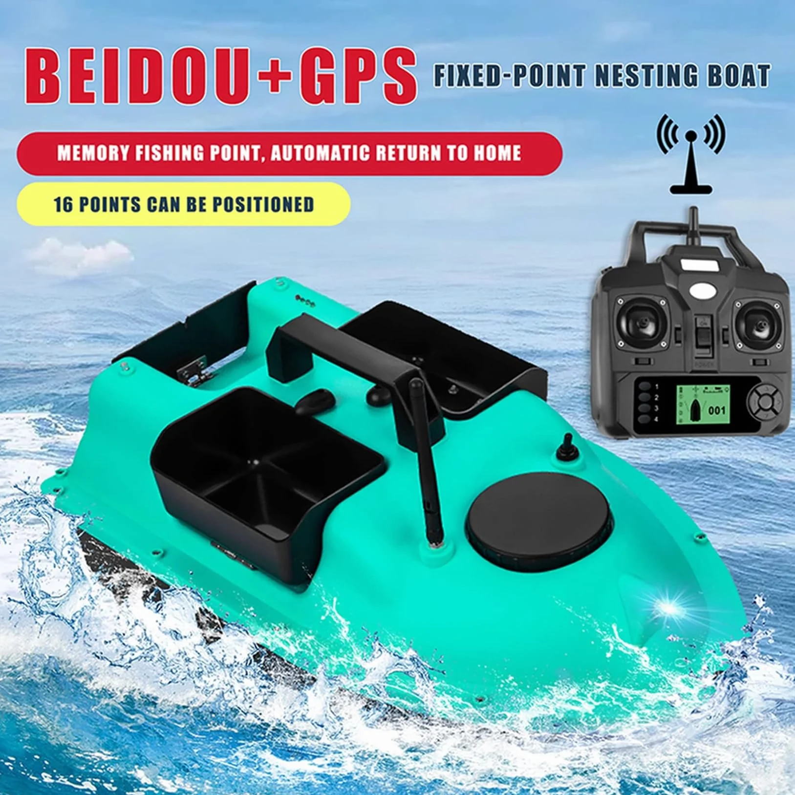 Łódź karmowa z GPS Rc, przynętą wędkarską, łodzią wędkarską, z baterią 12000 mAh (niebieska)