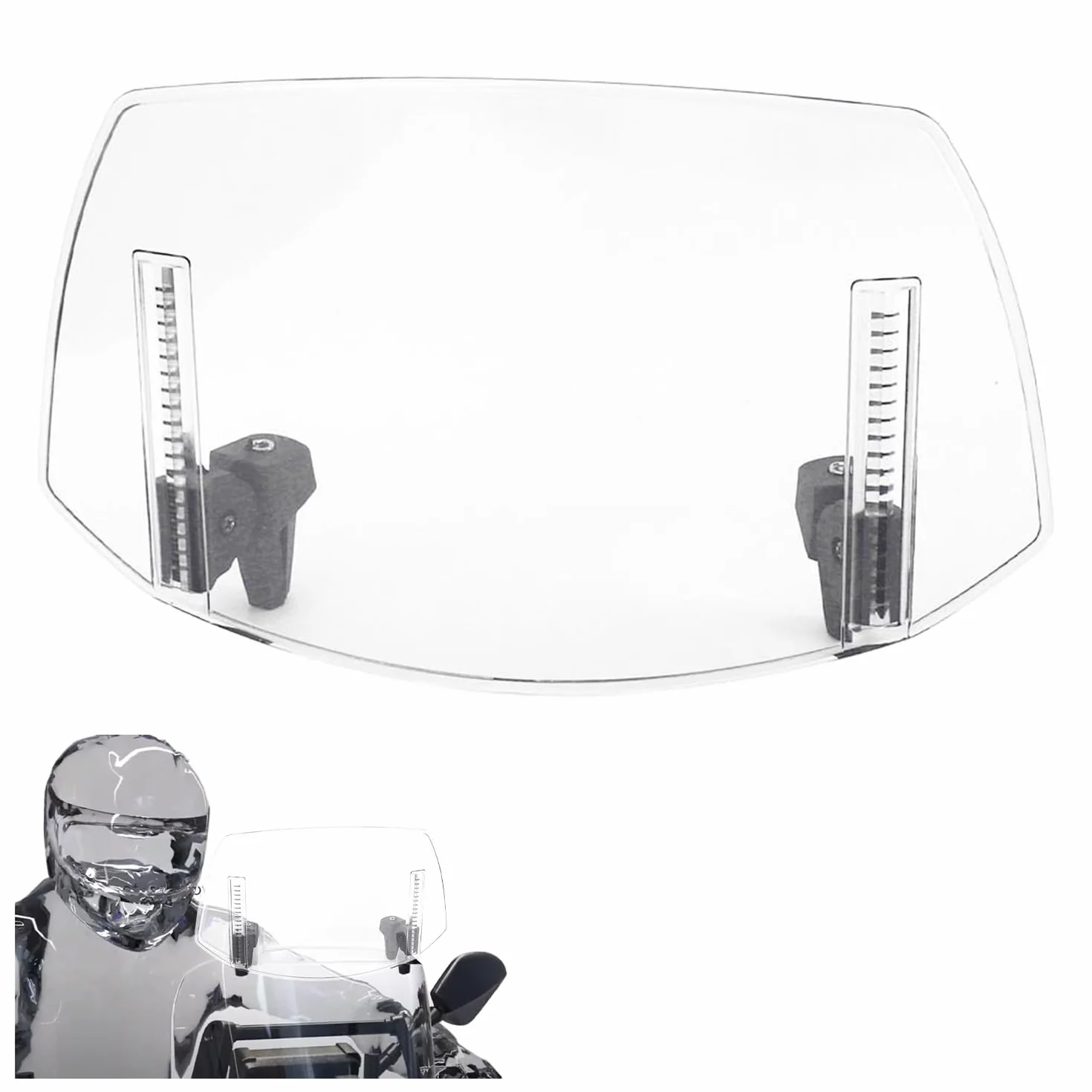 Motorcycle Windshield 29.5 x 22 x 17.5cm Adjustable Windscreen Universal Wind Deflector for MT07 MT09 MT10 R1 R3 FZ6 TMAX530 TMAX 500 (Transparent)