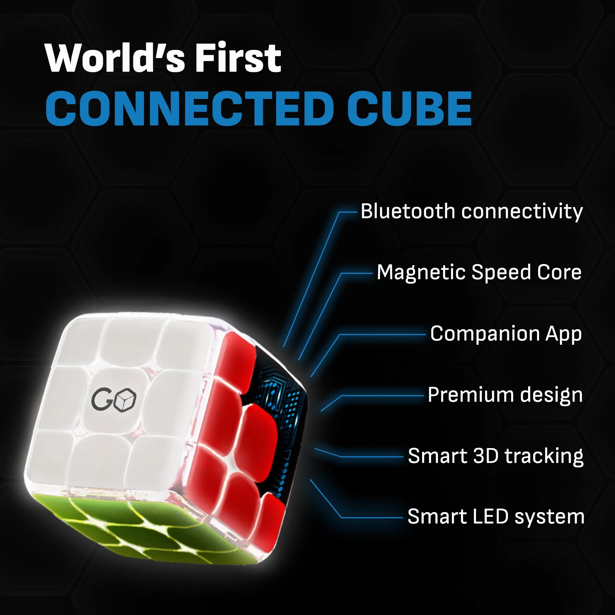 GoCube Edge - połączona elektroniczna kostka Bluetooth. Inteligentna magnetyczna kostka 3x3 bez naklejek Speed Cube Tracker dla dzieci, nastolatków i dorosłych. Interaktywna łamigłówka STEM 3D Puzzle