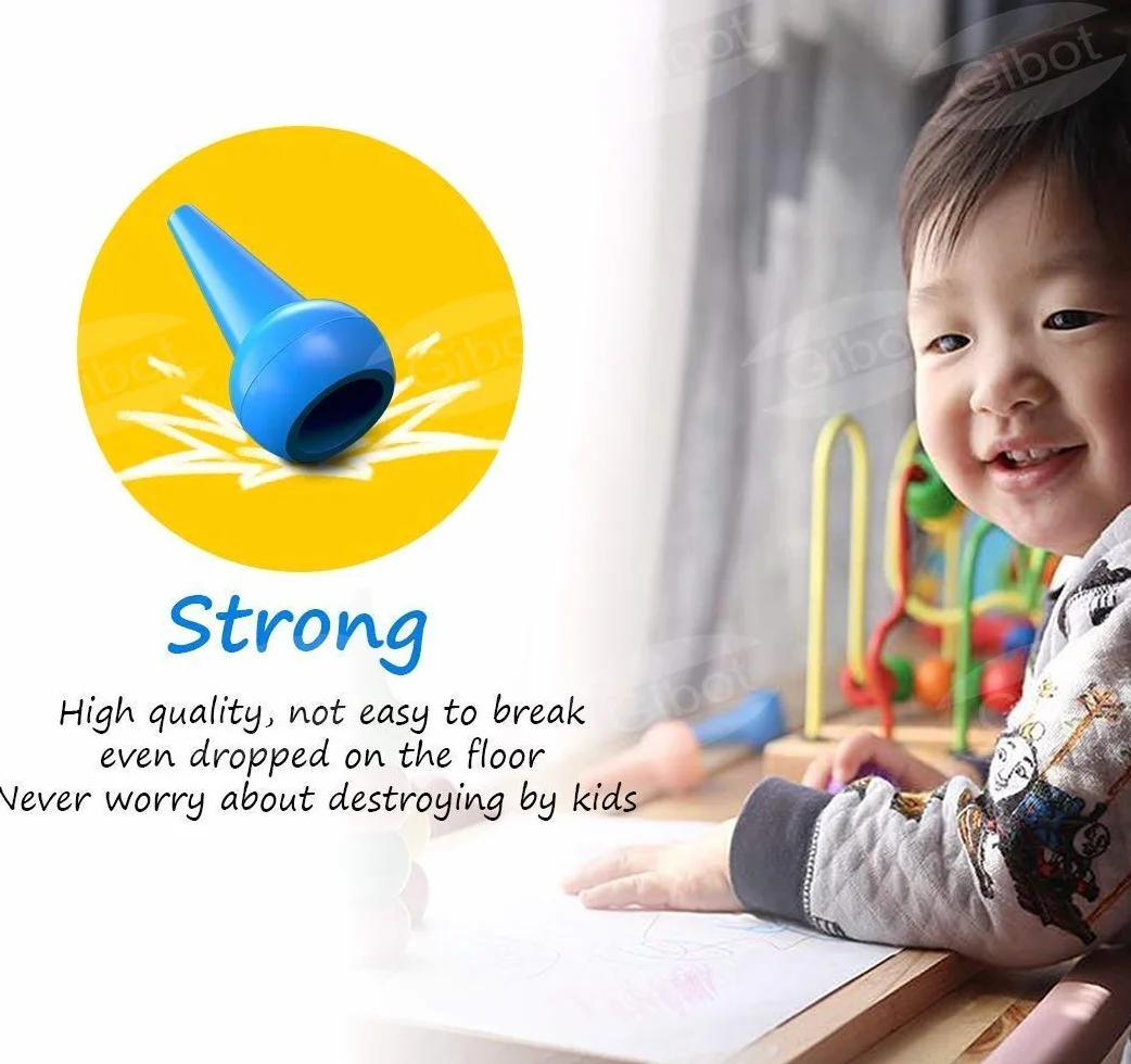 Gibot Toddlers Kredki woskowe, zabawki Montessori, 12 kolorów kredek, zabawki do bezpiecznego układania w stosy, prezenty urodzinowe/bożonarodzeniowe dla dzieci