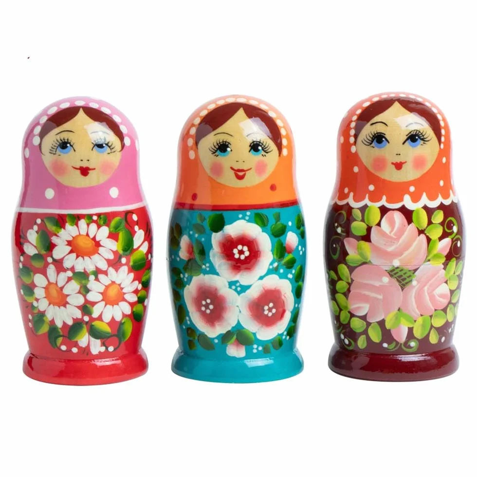 Rossijanochka Matrioszka, wysokość 13 cm, 6 drewnianych lalek, różne motywy, drewniana lalka