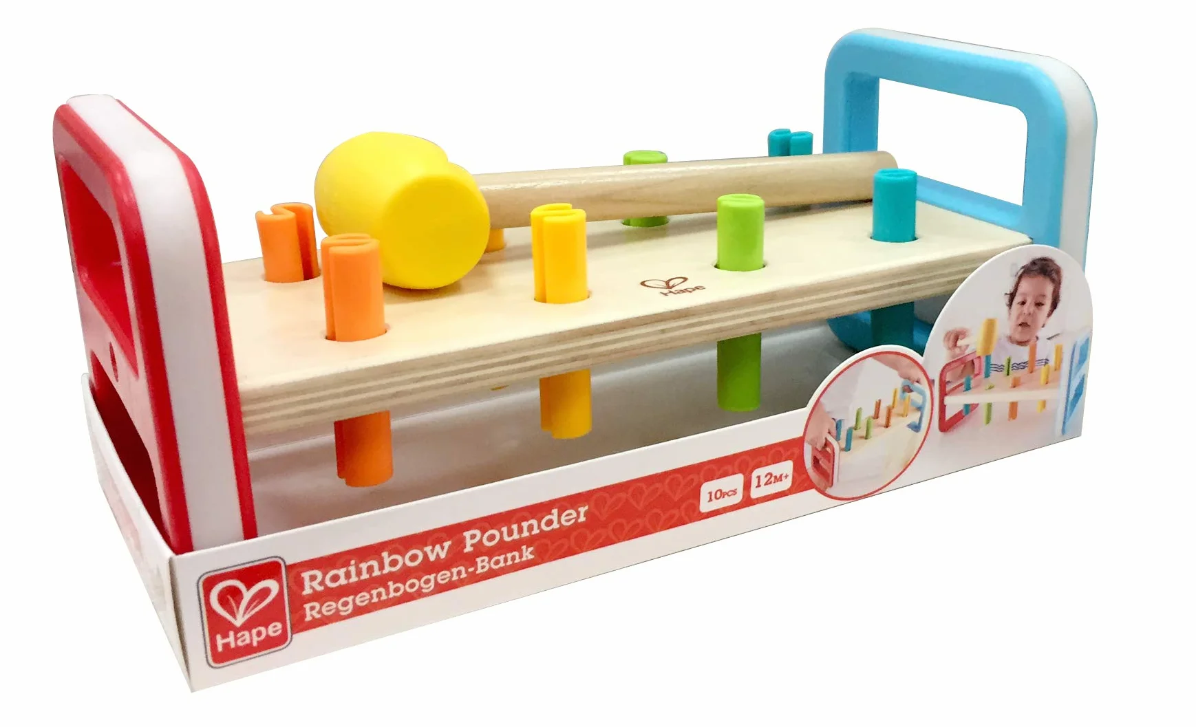 Hape E0506 Rainbow Pounder - Colourful Wooden Toy for Toddlers