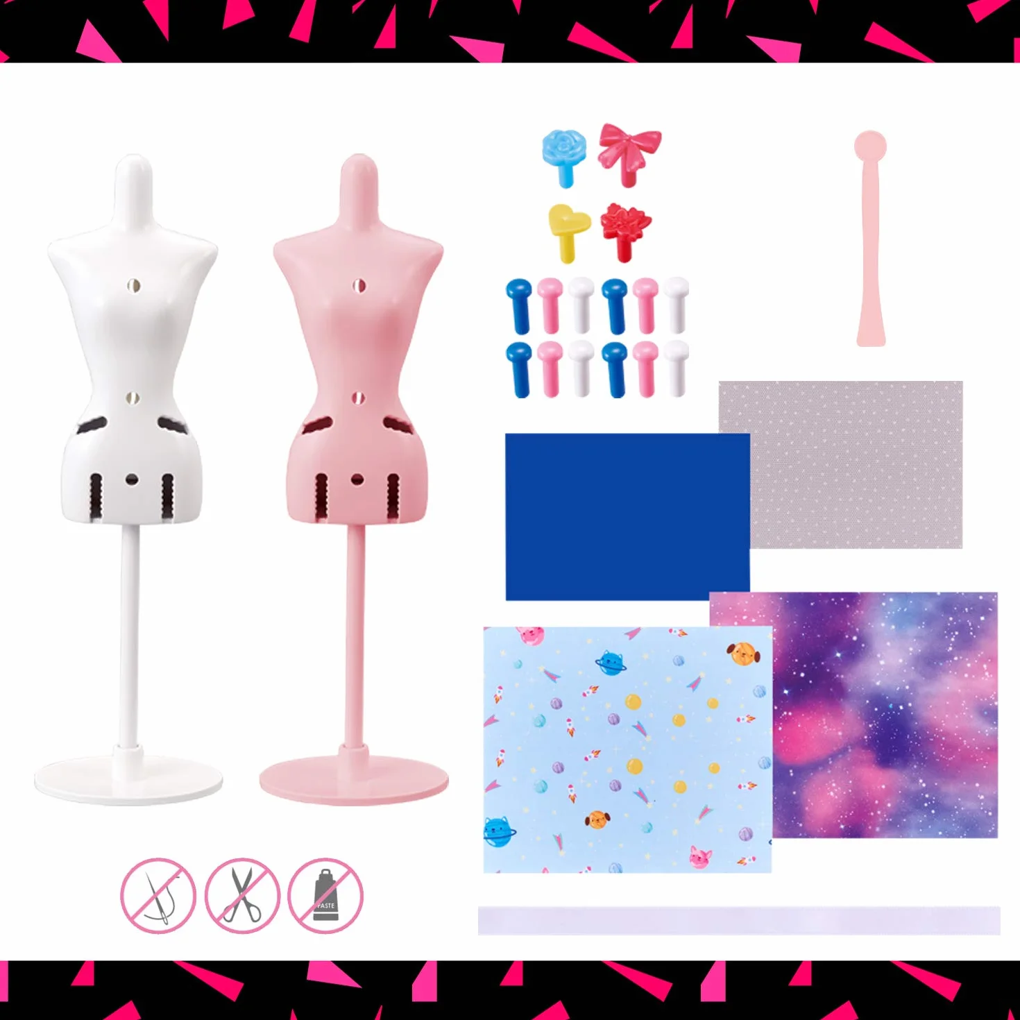 Bandai Harumika 40432 zestaw designerski Deluxe – motyw Cosmic Kawaii – zestaw do majsterkowania – stwórz własną modę bez igły i nici