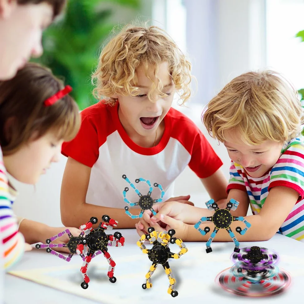 Ainiv Deformable Robot Fidget Spinner Toys, 10 szt. Transformujący łańcuch z palcami, zabawna, kreatywna zabawka Fidget DIY do łagodzenia stresu na palcach dla nastolatków i dorosłych, na imprezę