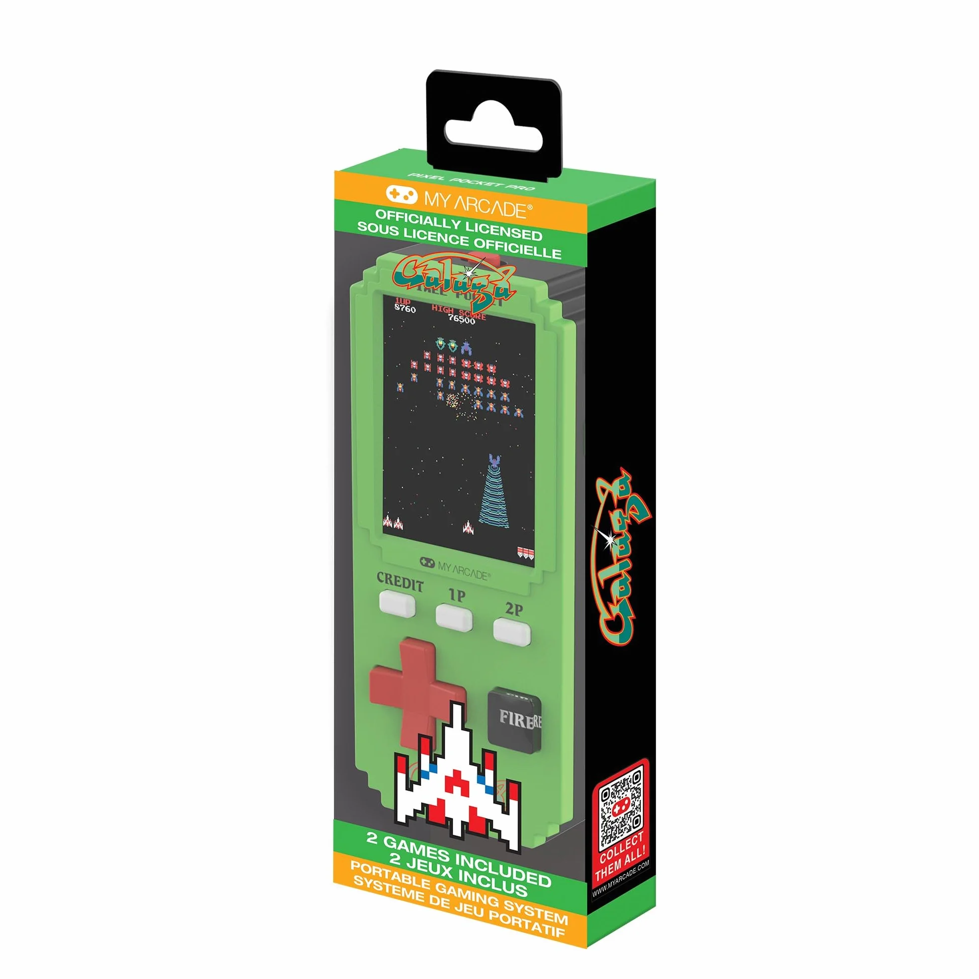 Galaga Pixel Player: oficjalnie licencjonowana gra wideo Galaga, przenośny brelok do kluczy, gry dla dzieci i dorosłych