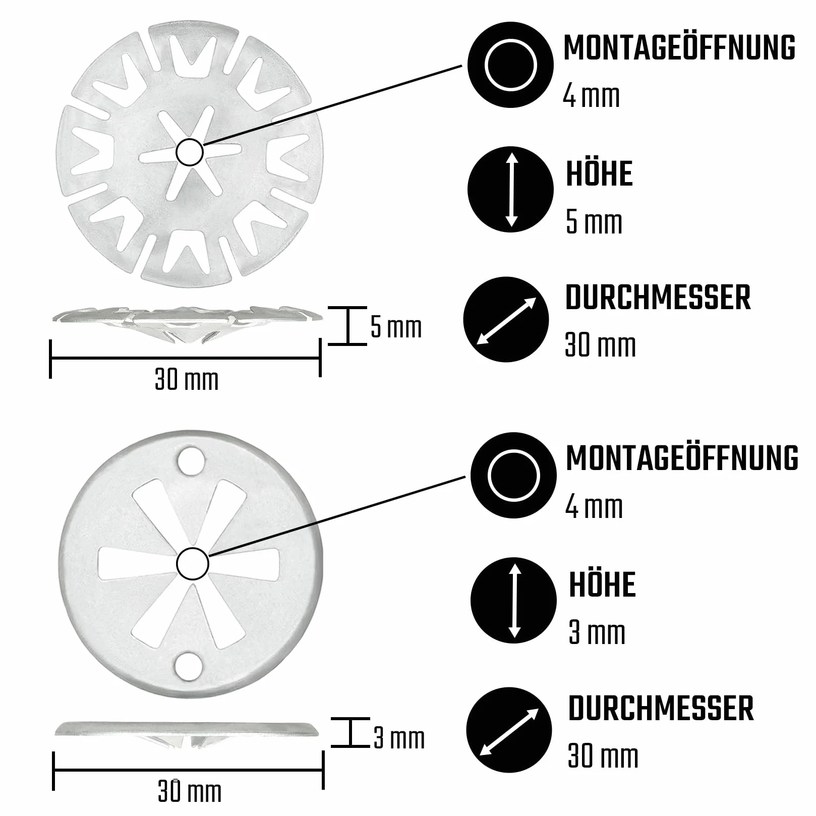 Blechy ochronne przed ciepłem - 10 sztuk - 30mm - Montaż Plug & Play, osłony wydechowe, mocowanie, blachy ochronne, zaciskane blachy ochronne, zabezpieczenia blachy ochronnej dla Audi, dla VW, dla