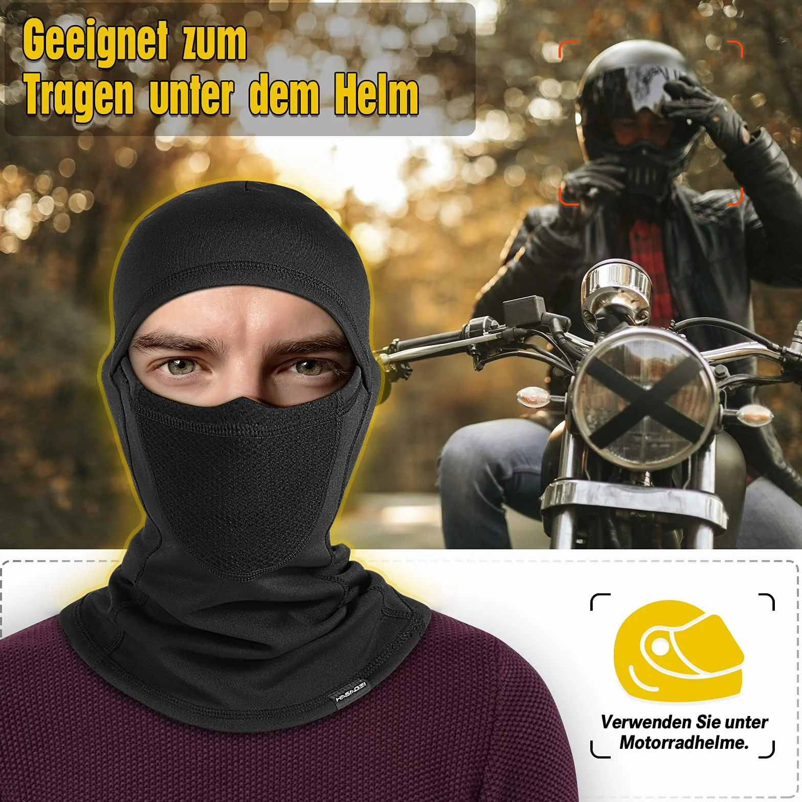 HASAGEI Kominiarka oddychająca zimowa maska narciarska wiatroszczelna polarowa