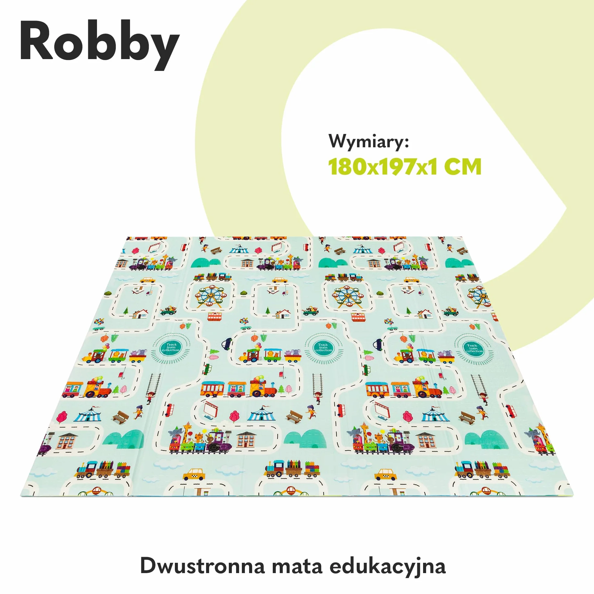 LIONELO Duża mata edukacyjna Robby do zabawy dla dzieci, mata do zabawy, składana, dwustronna, o wymiarach 200 x 180 cm, lekka i wodoodporna, przyjazna dla środowiska materiał XPE
