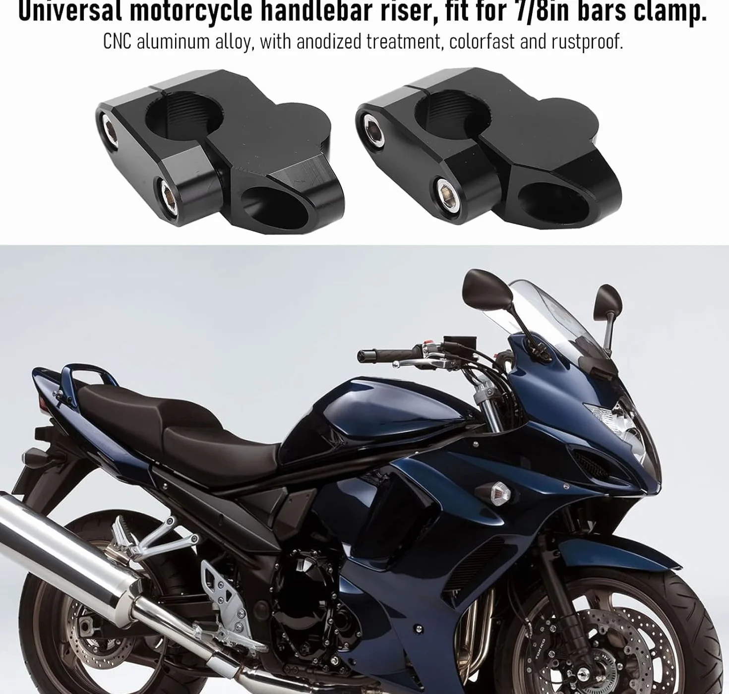 Aramox Adapter Wysokości Kierownicy 7/8 Cala CNC Uniwersalny Wspornik Kierownicy ze Stopu Aluminium Czarny