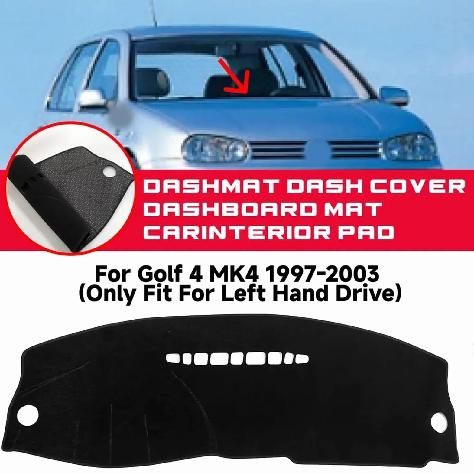 Pasuje do Vw Golf 4 MK4 1997-2003 Pasuje do maty do deski rozdzielczej z kierownicą z lewej strony Dashmat Cover Pad osłona przeciwsłoneczna