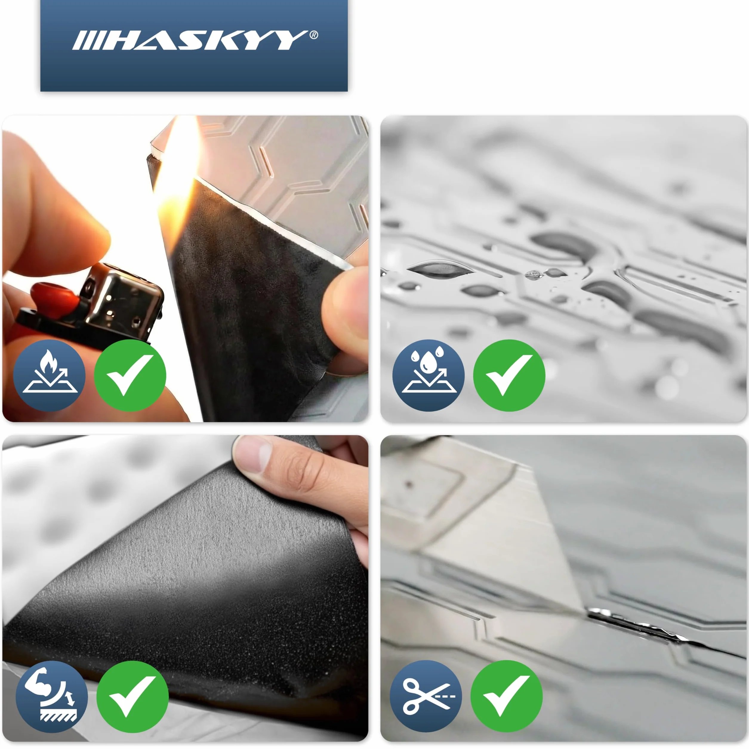 HASKYY Samoprzylepna mata izolacyjna z aluminium, 2 mm, 2 m², izolacja akustyczna i wygłuszająca