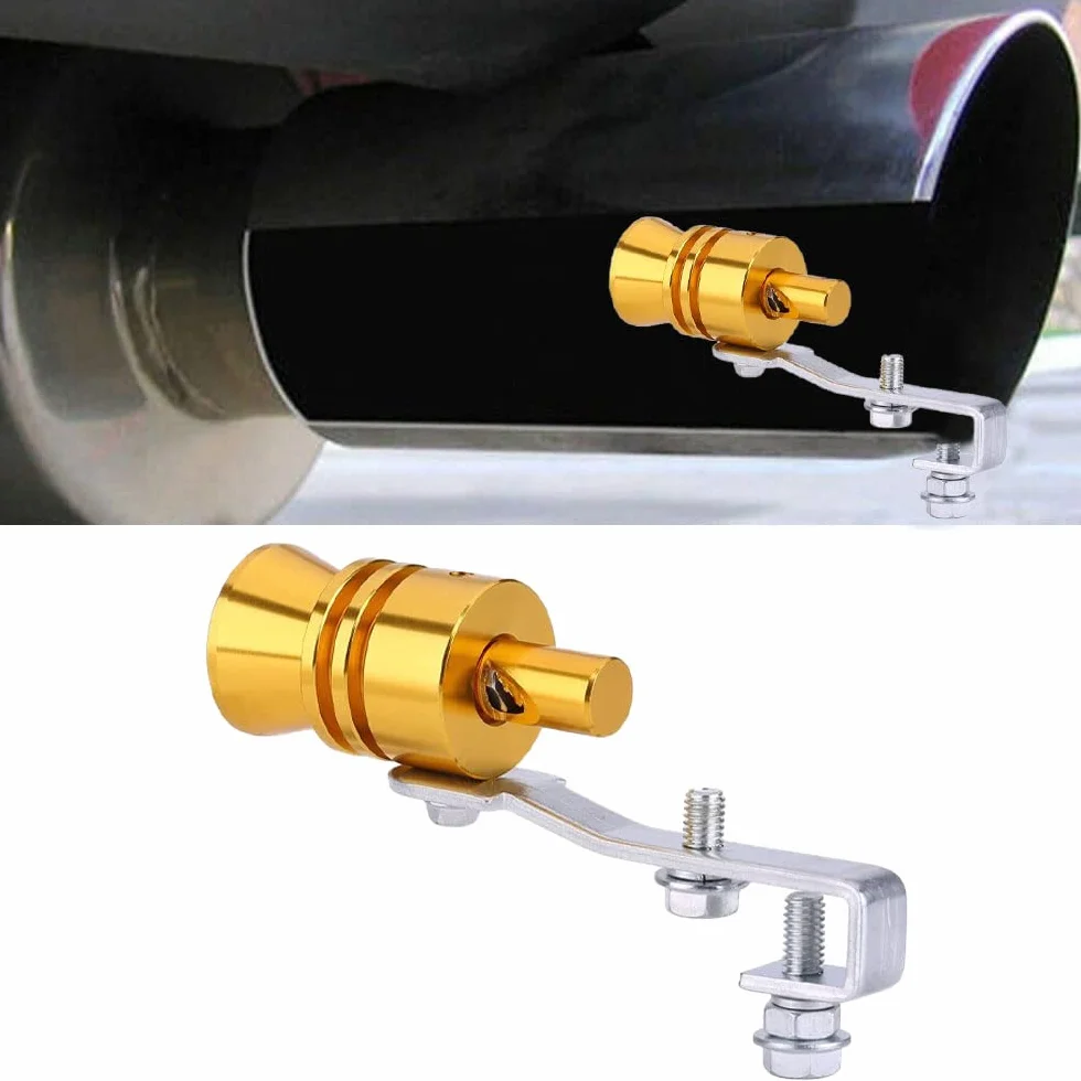 Zestaw 2 gwizdków Uspuff, gwizdek turbosprężarki wydechowej samochodu, gwizdek dźwiękowy turbo samochodu, symulator dźwięku turbo samochodu, L do rur wydechowych, złoty i srebrny