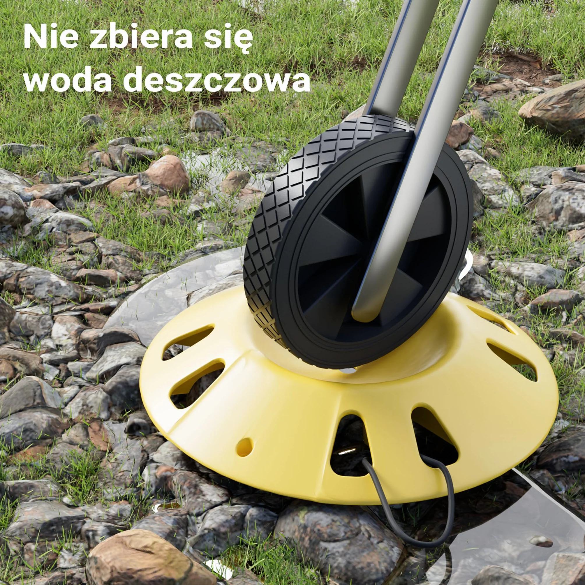 Wiltec Okrągły klin pod koło podporowe 305 mm do 1995 kg, z uchwytem, podkładka HDPE dla kół do Ø 150 mm pod koła przyczepy kempingowej, kampera