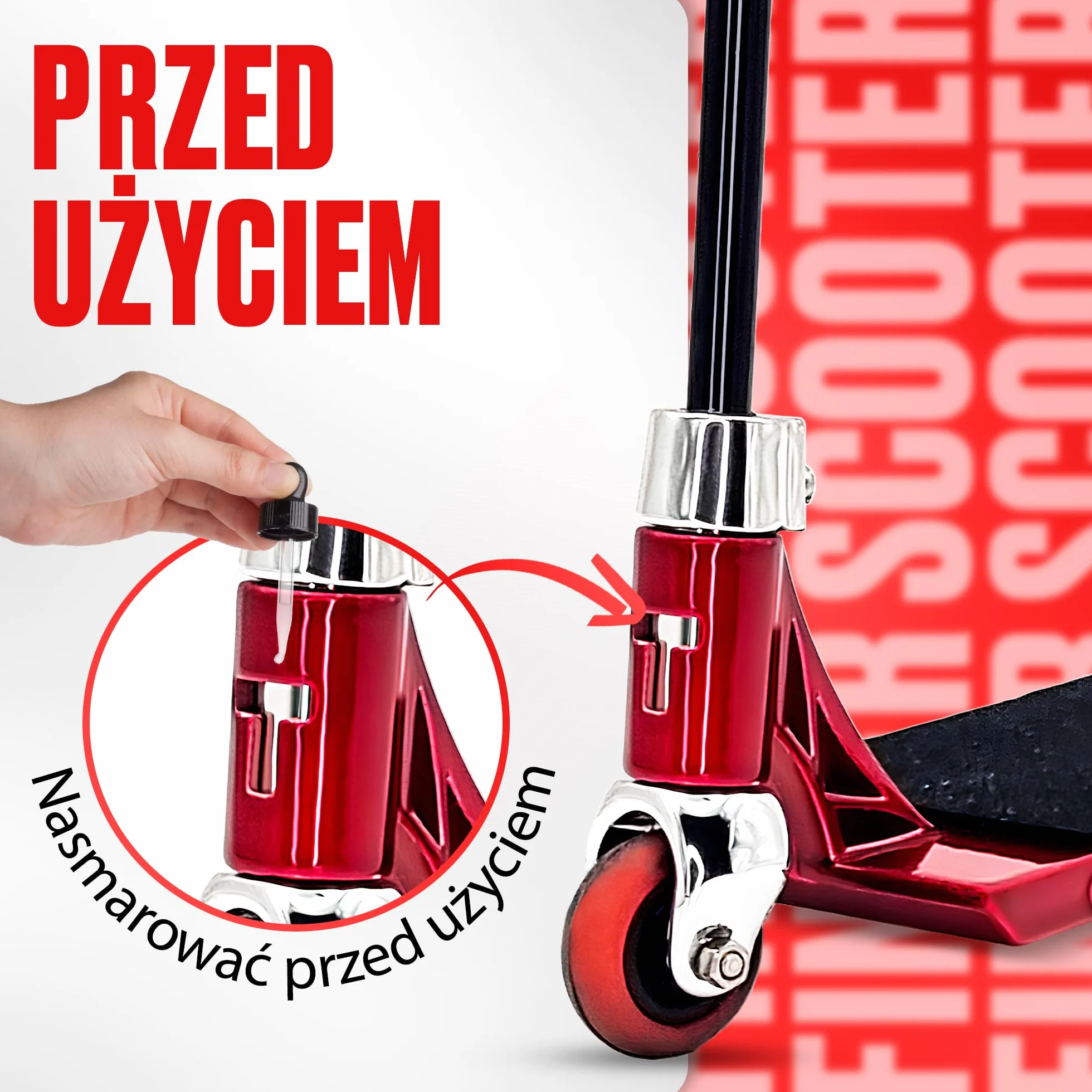 Finger Scooter z Metalu, Mini Hulajnoga z Szerokim Pro Deckiem, Do Imponujących Sztuczek, Zabawka Rozwijająca Motorykę Ręczną, Kompatybilna z Finger Skatepark i Finger Tech Skateboard, 6+, red