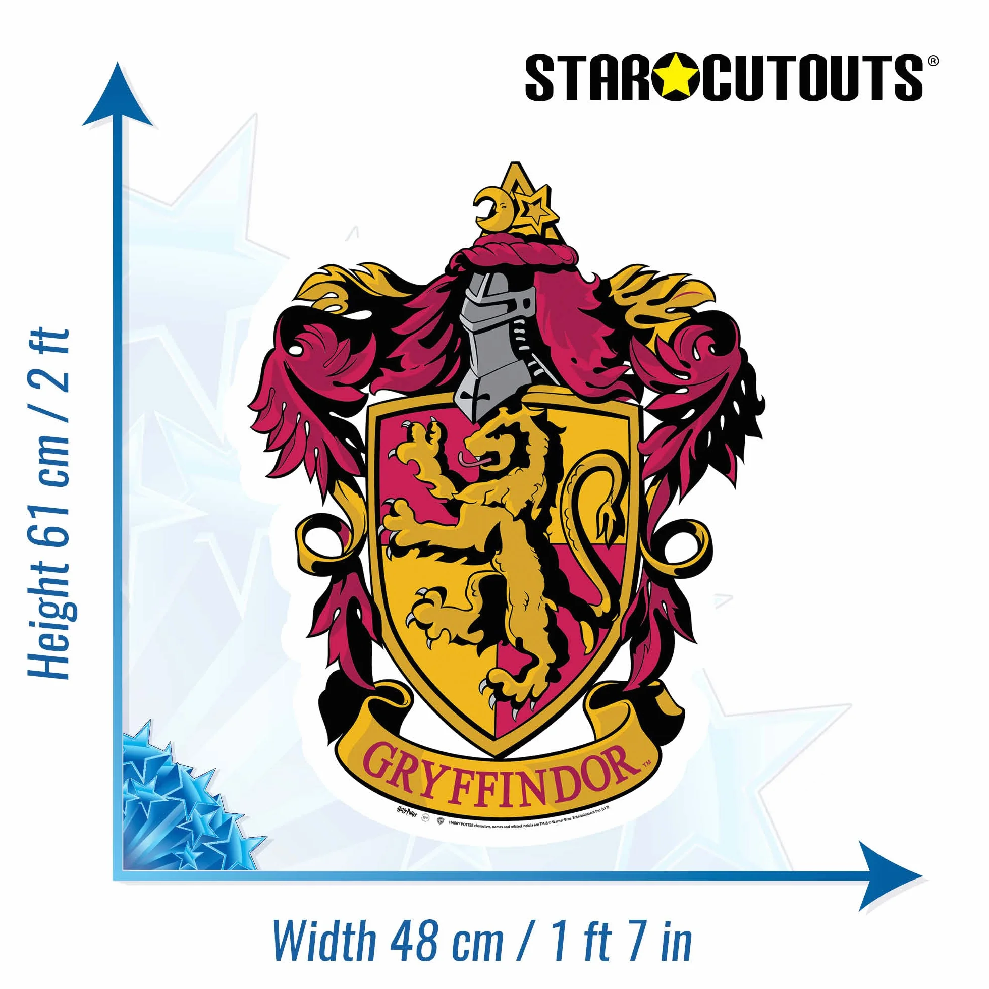 Gryffindor emblemat z oficjalnych książek Harry Potter, karton, emblemat Gryffindor, 61 x 48 x 61 cm