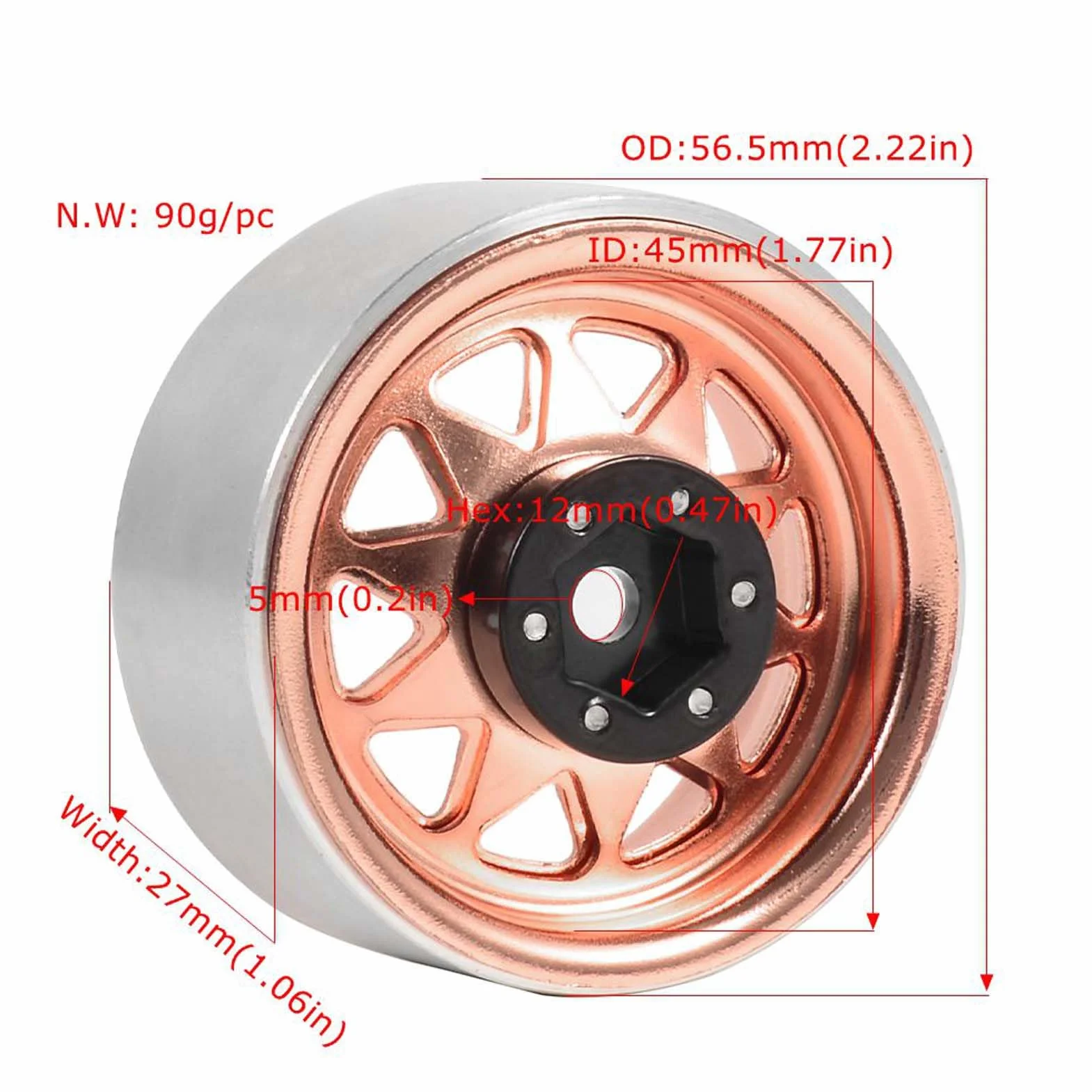 KEEDA Felgi Beadlock 1,9 cala -8,9 mm do SCX10 90046 AXI03007 TRX4 GEN7 GEN8 D90 1/10 RC Crawler Car brązowy