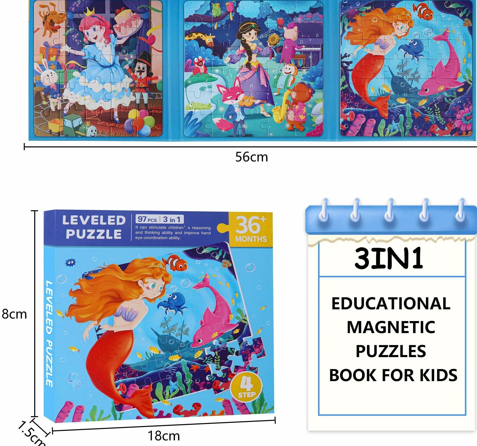 Puzzle dla dzieci, magnetyczne puzzle, bajkowe puzzle dla dzieci, gry podróżne, dla dzieci od 3 lat, zabawka edukacyjna, 97 elementów, magnetyczne puzzle do podróży, dla dzieci, prezent i gry dla