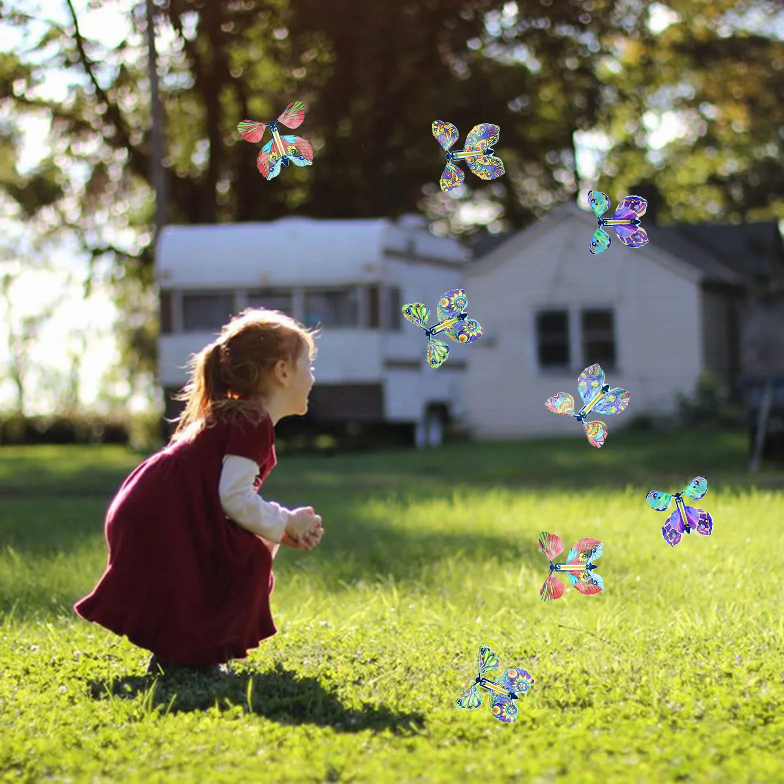 TSHAOUN 16 sztuk magicznych zabawek w kształcie motyla, Magic Flying Card Wind up Butterfly Toy, latający motyl kartka niespodzianka, prezent na urodziny, wesele (kolor losowy)