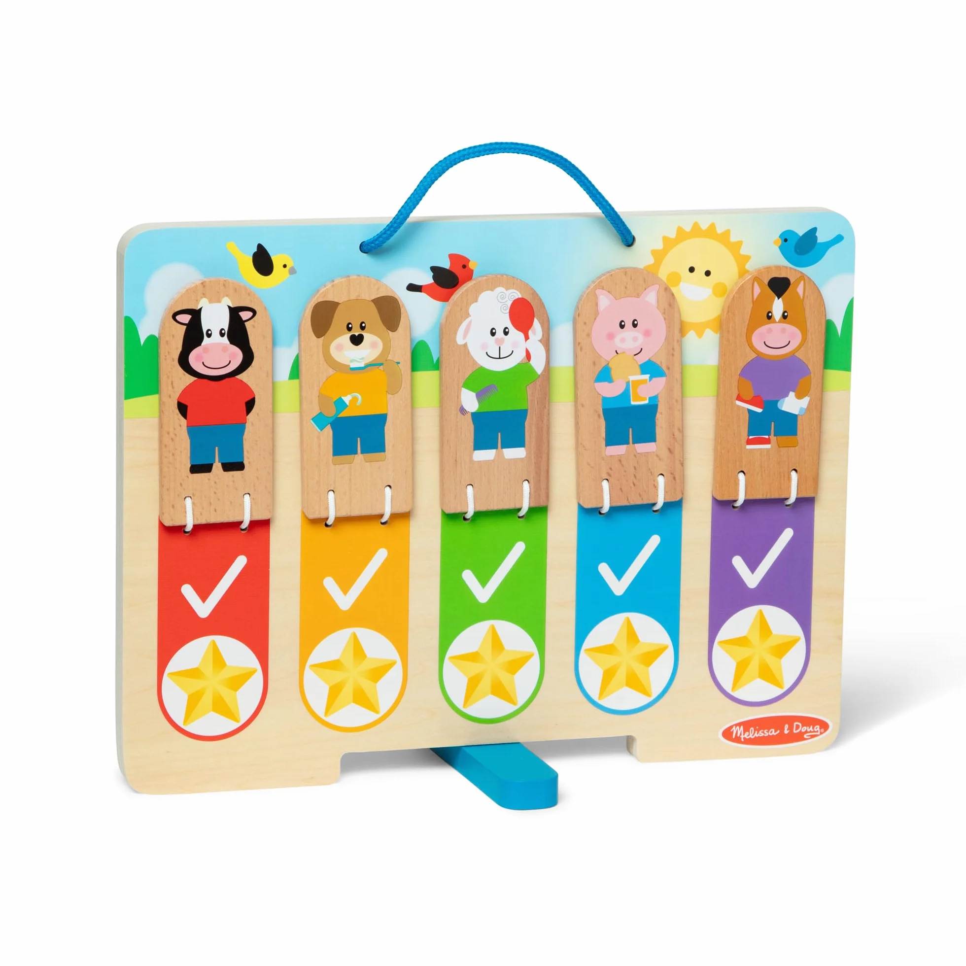 Melissa & Doug Drewniana tabela moich codziennych rutyn dnia i nocy dla chłopców i dziewcząt 3+