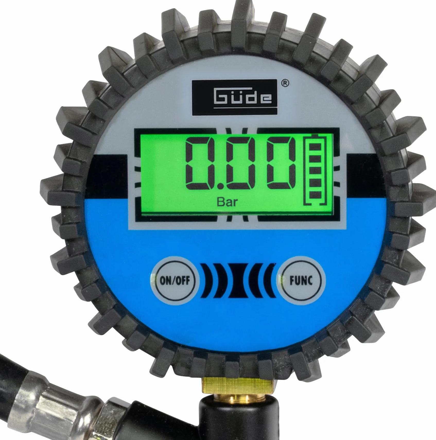 Güde Cyfrowa sprężarka do opon 11 E (ciśnienie robocze maks. 7 bar, 4-cyfrowy wyświetlacz w barach, psi, kPa, kgf/cm², automatyczne wyłączanie, złączka przyłączeniowa, zawór spustowy powietrza