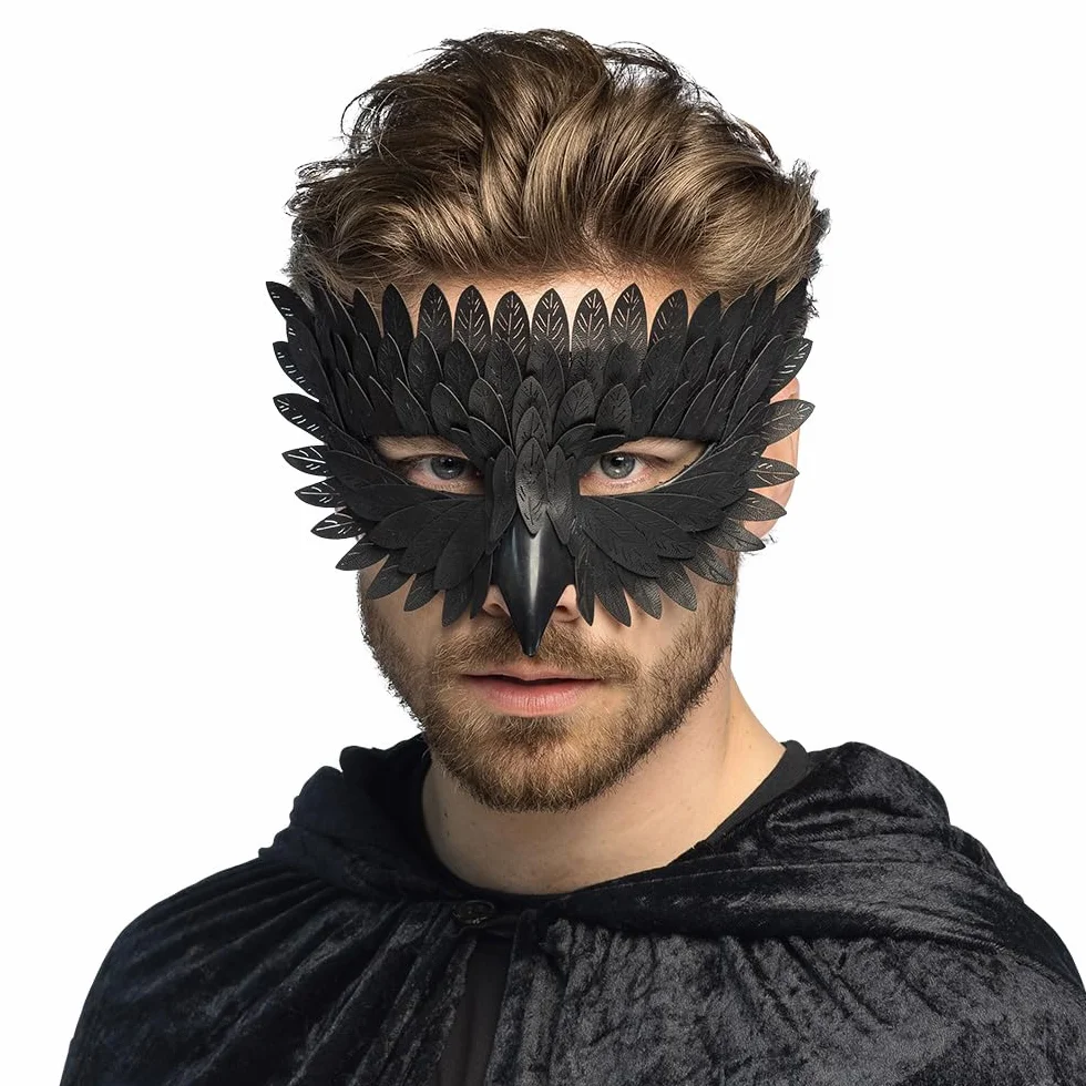 Boland 56793 – maska na oczy kruk, maska zwierzęca, maska do kostiumów, karnawału, imprezy tematycznej i Halloween