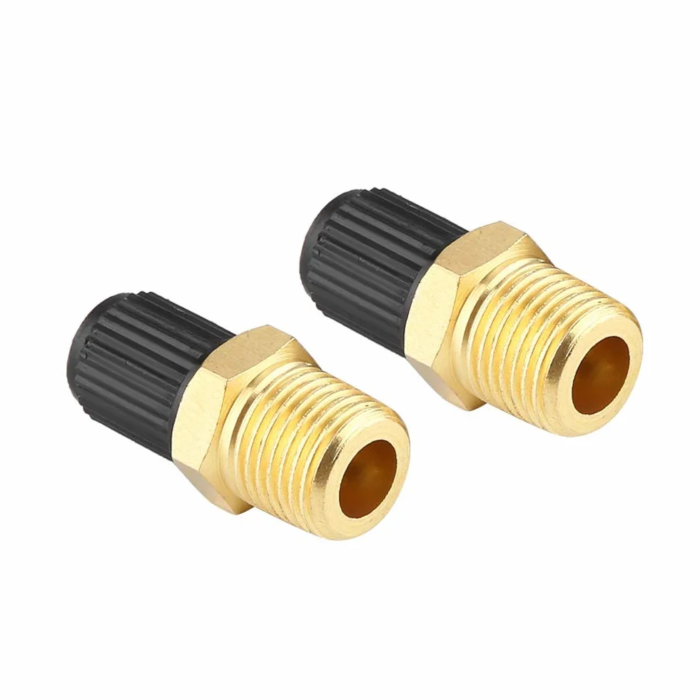 Zawór sprężarki powietrza-Duokon 2 szt. 1/8 "zawór NPT MPT, mosiężny automatyczny zawór napełniania zbiornika do samochodu (czarny + złoty)