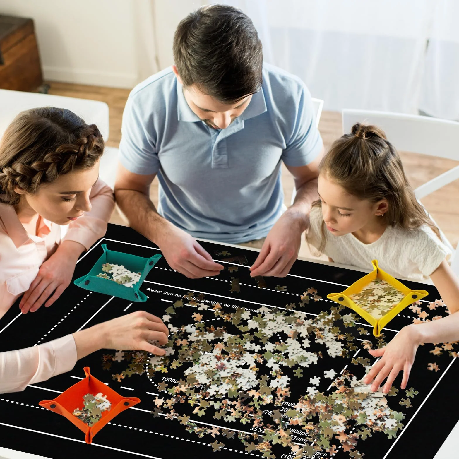MOZOOSON Mata filcowa do puzzli 2000 sztuk, przenośna i do przechowywania, zwijalna z akcesoriami dla dzieci i dorosłych