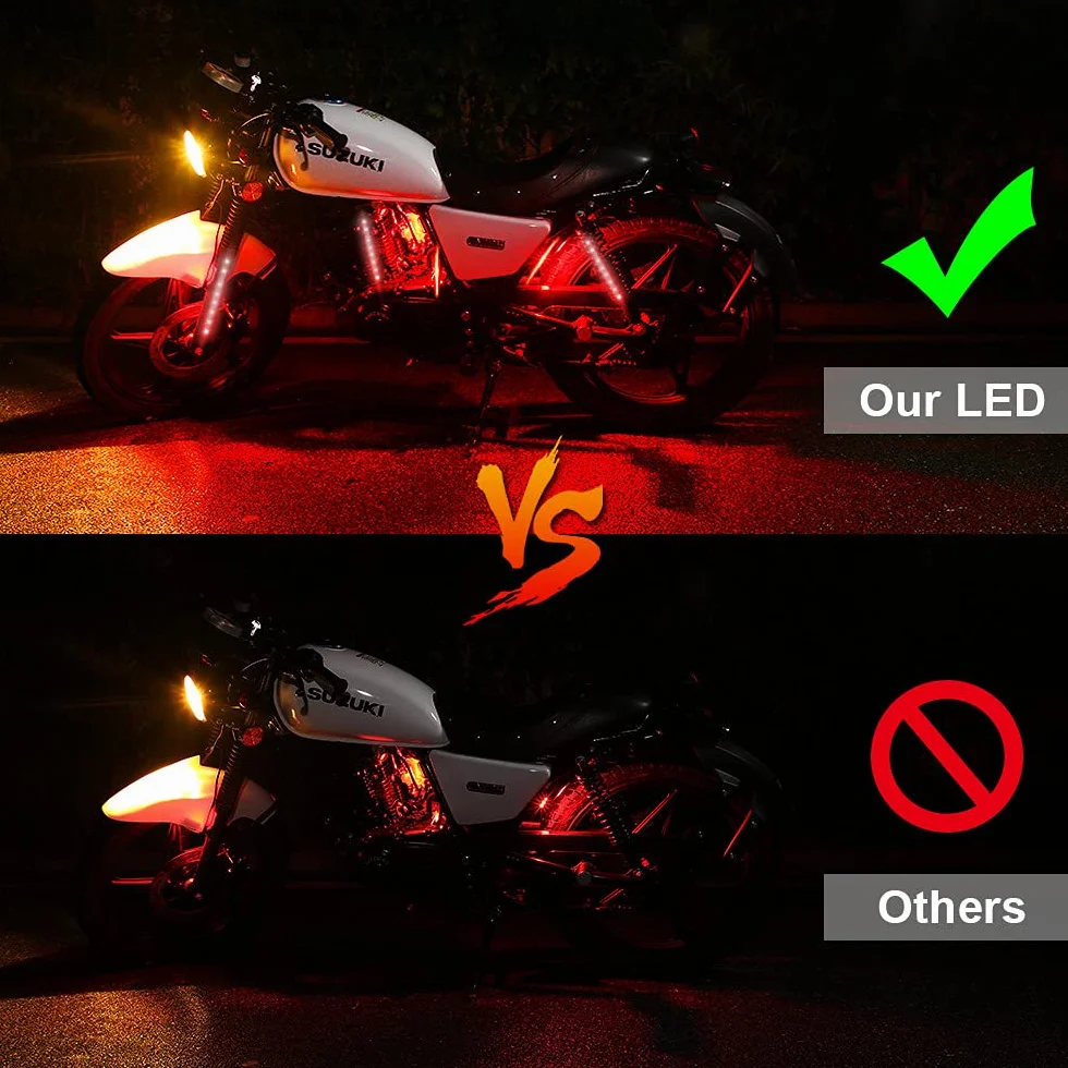 6 sztuk zestawów taśm LED do motocykla RGB elastyczne podświetlenie neonowe światło atmosferyczne bezprzewodowy pilot do samochodu Harley LED światło skalne wodoodporne