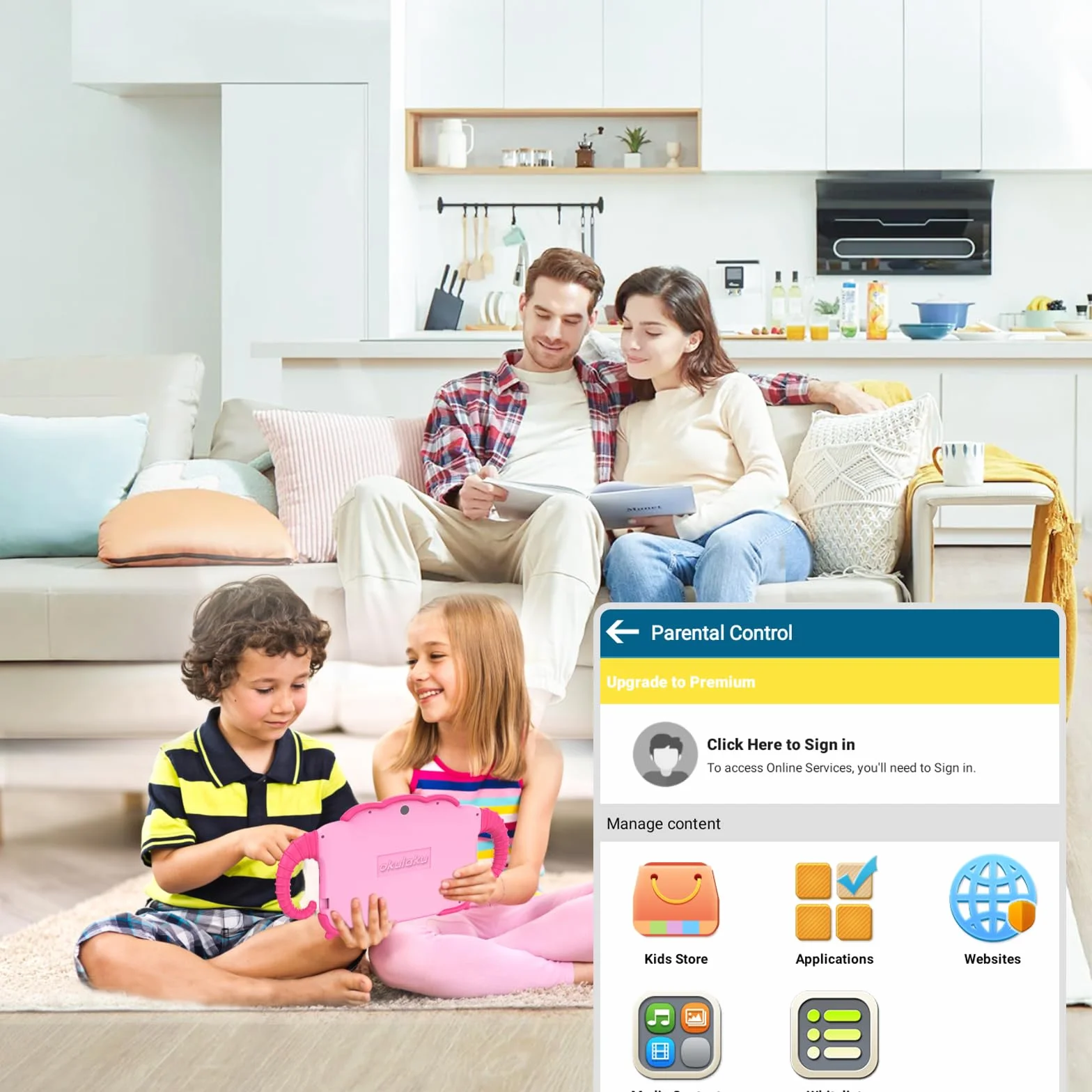 Tablet dziecięcy 7 cali, tablet dla dzieci 2 GB + 64 GB Quad Core, tablet dla dzieci z zabezpieczeniem przed dziećmi, fabrycznie zainstalowane oprogramowanie dla dzieci, podwójny aparat dla