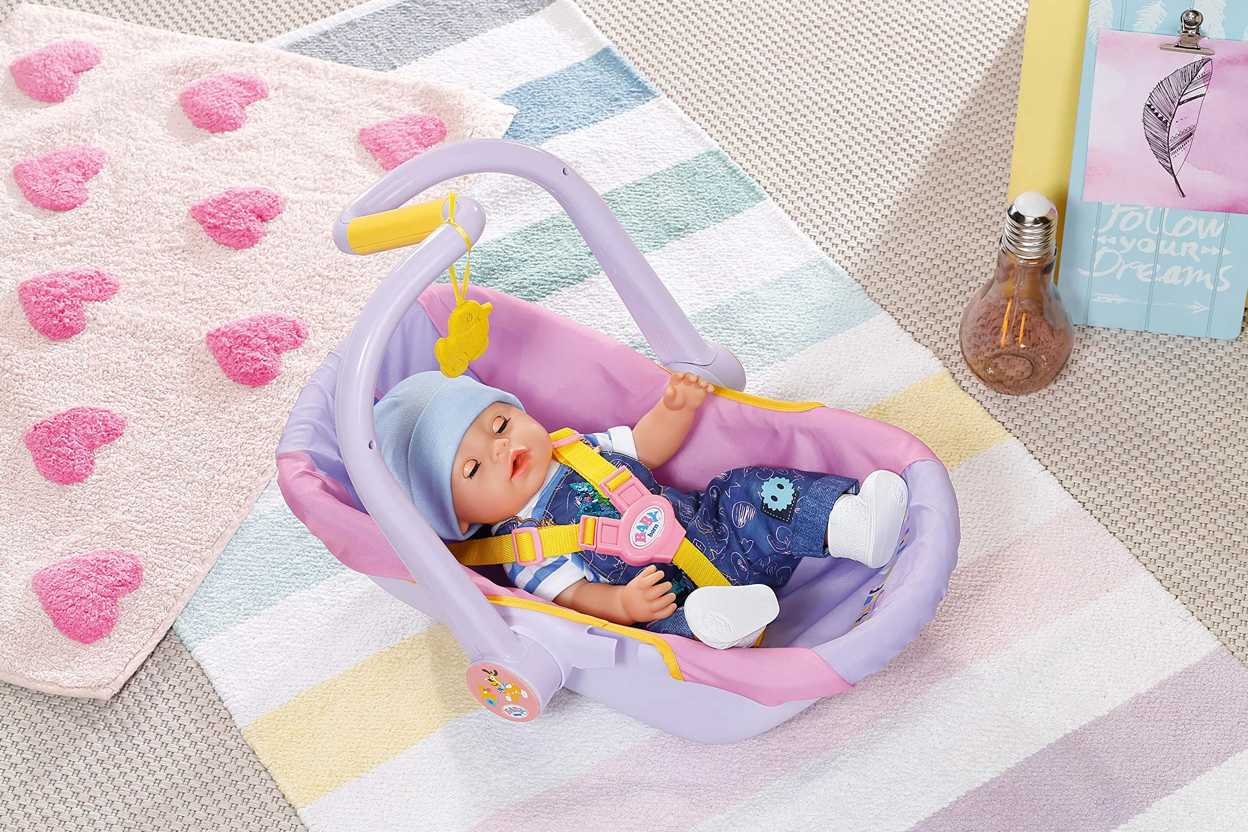 BABY born Komfortowe siedzisko dla lalki 43 cm - z pasami bezpieczeństwa zapinanymi na klipsy - łatwe dla małych rączek, kreatywna zabawa wspiera empatię i umiejętności społeczne, dla małych dzieci w