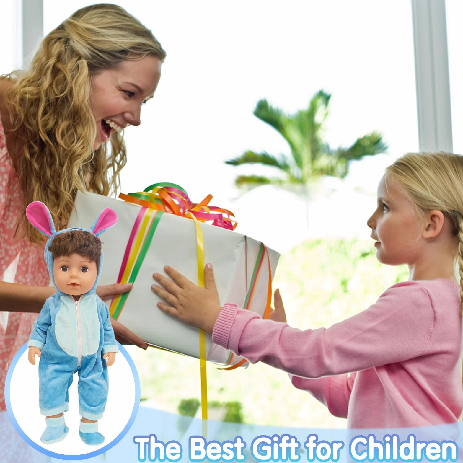 Odzież dla lalek o wymiarach 35-43 cm, w tym skarpetki i plecak, niebieskie stroje, niebieskie ubrania dla lalki New Doll 14-18 cali, prezenty dla chłopców i dziewczynek