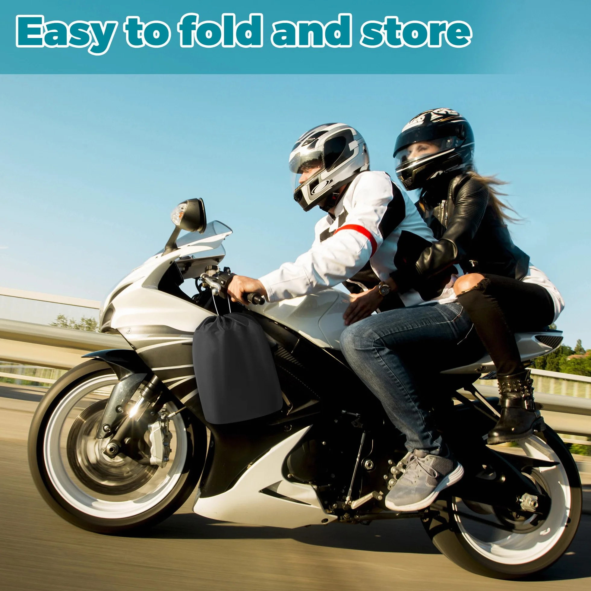 Pokrowiec na Motocykl Outdoor Motorcycle Cover Waterproof 210D, Pokrowiec do Garażu, na Motocykl, Samolot, Silnik, Deskorolkę, Rower, Skuter, 245 cm x 105 cm x 125 cm