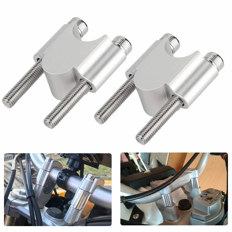 Riser Kierownica Uniwersalny Ze Stopu Aluminium 7/8'' 22 mm z Zaciskiem Zwiększonym do Motocykla Dirt Bike ATV (Srebrny chrom)