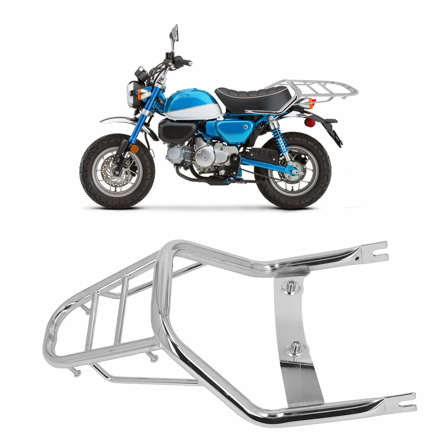 Tylny bagażnik motocyklowy, stal węglowa, chromowany, zamiennik do Monkey 125 2018-2022