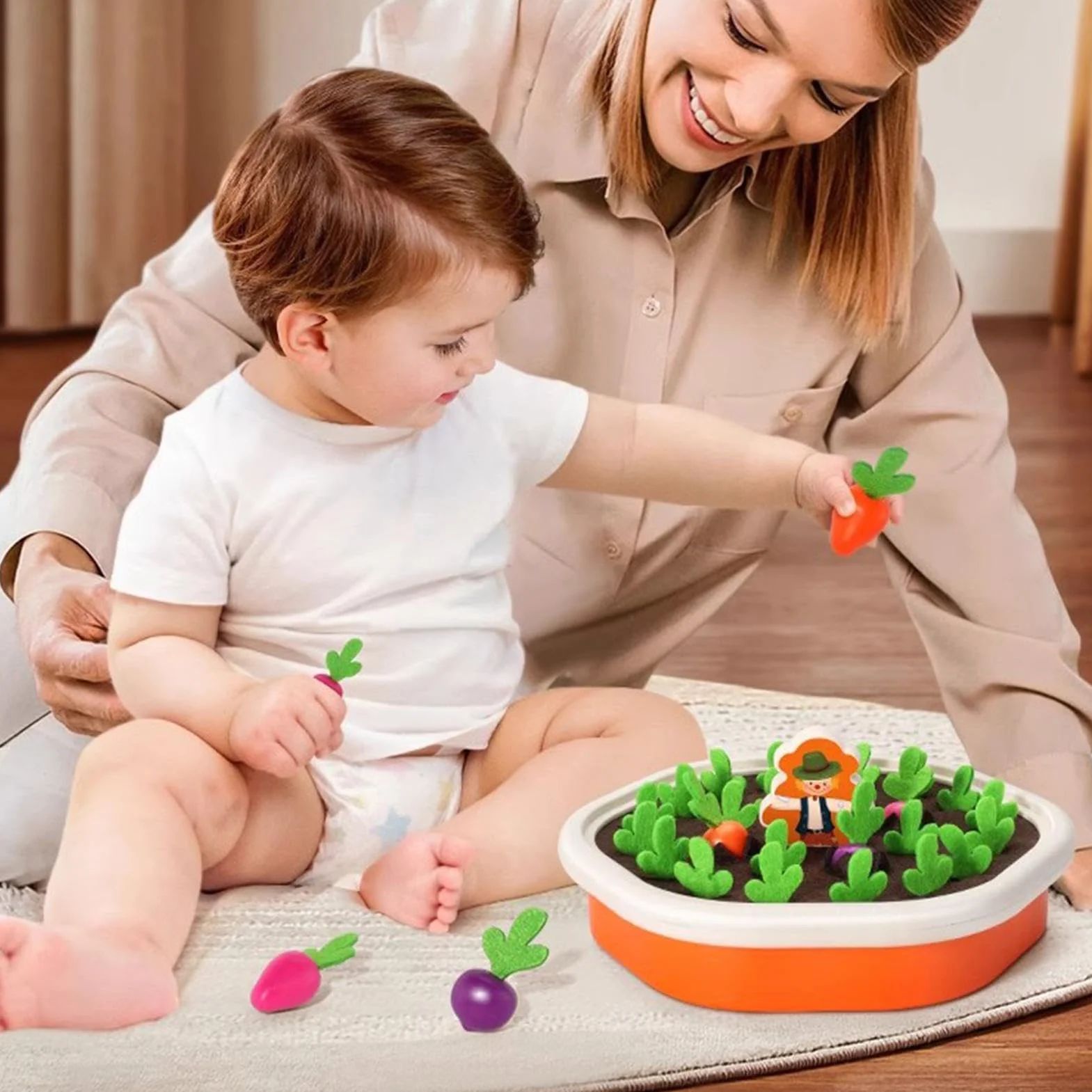 Zabawka marchewkowa, marchewka zabawka trakcyjna, marchewka zbieranie zabawka edukacyjna, farma marchewka żniwa zabawka edukacyjna, przedszkolna nauka drobnej gry motorycznej