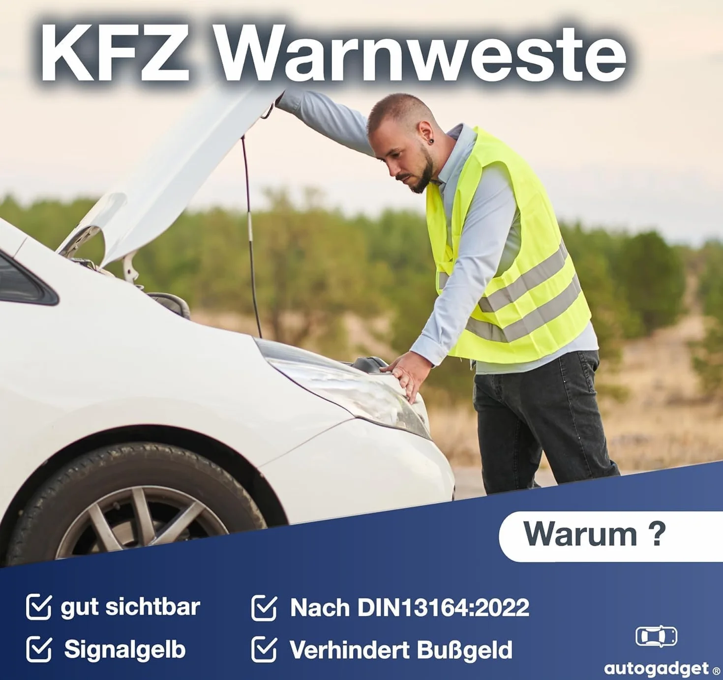 Apteczka samochodowa pierwszej pomocy 2026 EN ISO 20471 zestaw 3 w 1 z kamizelką odblaskową i trójkątem ostrzegawczym