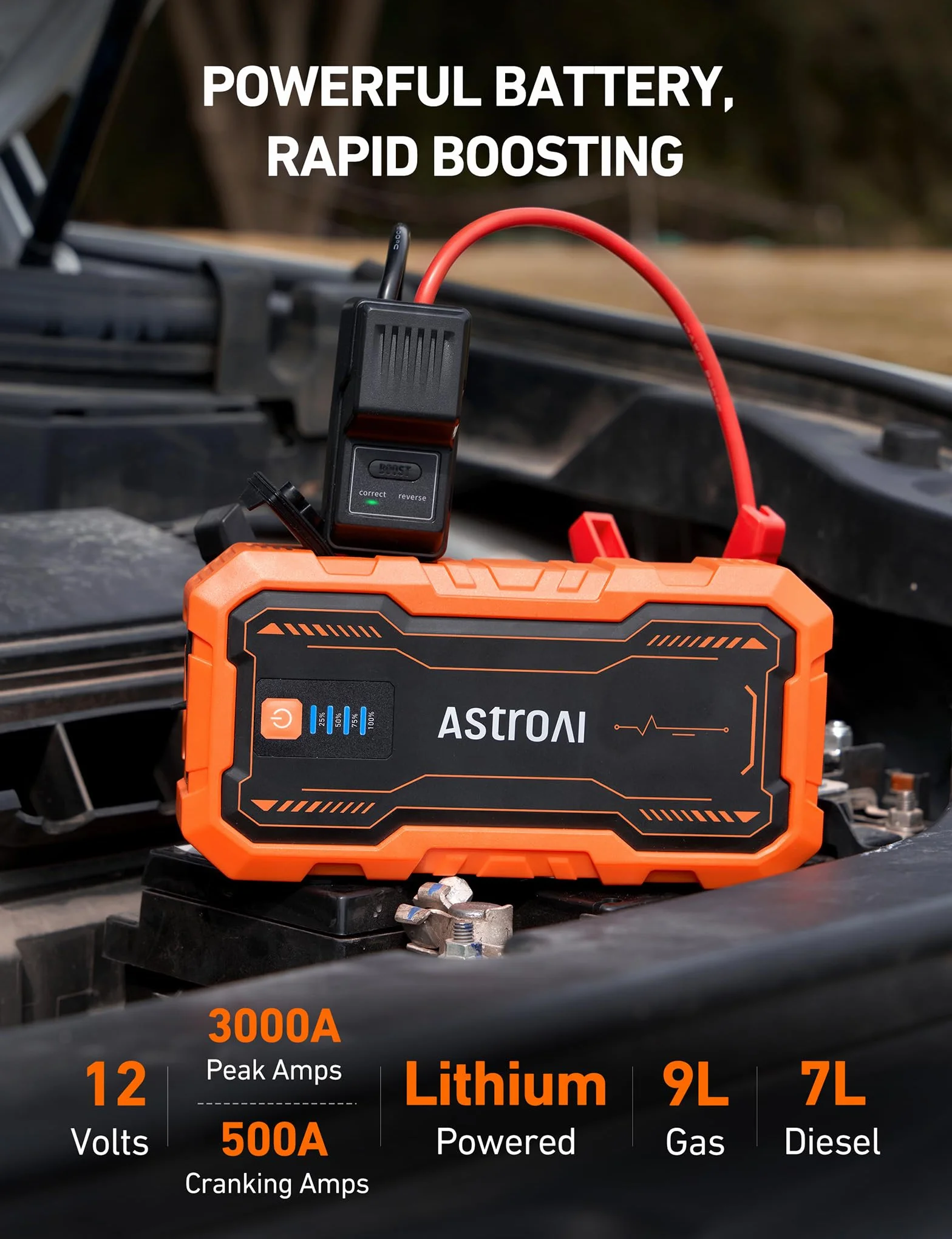 AstroAI S8 Pro Jump Starter Power Bank, 3000 A, 12 V Przenośny Rozrusznik Awaryjny