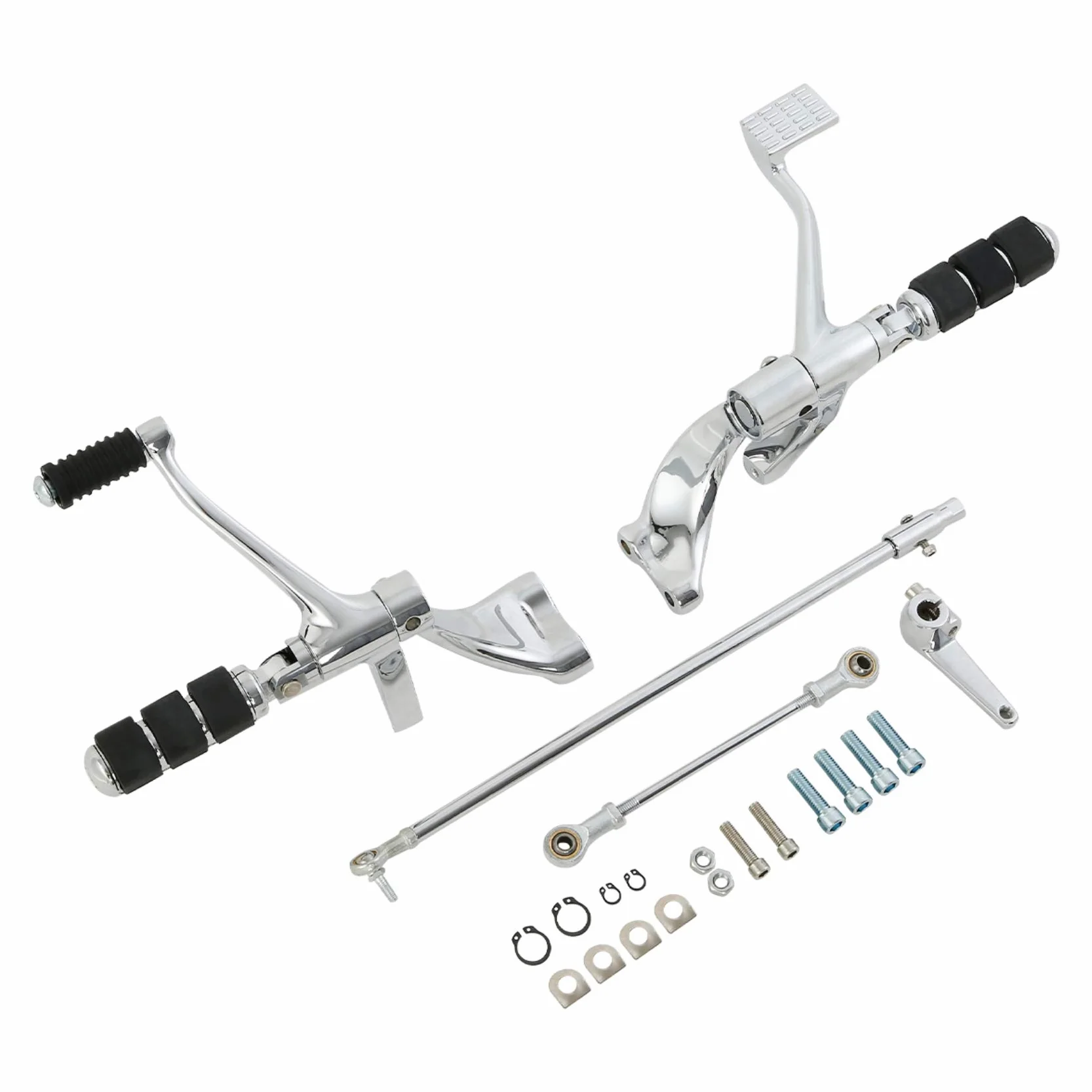 TCMT Sterowanie do przodu, dźwignie zapadkowe, drążki pasujące do Harley Sportster XL 1200 883 2014-2020 (styl B, chrom)
