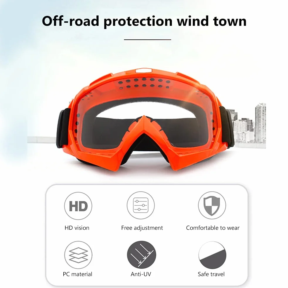 Gogle Motocyklowe ATV Motocross Ochrony UV Przeciwwiatrowe Pyłowe Okulary Narciarskie