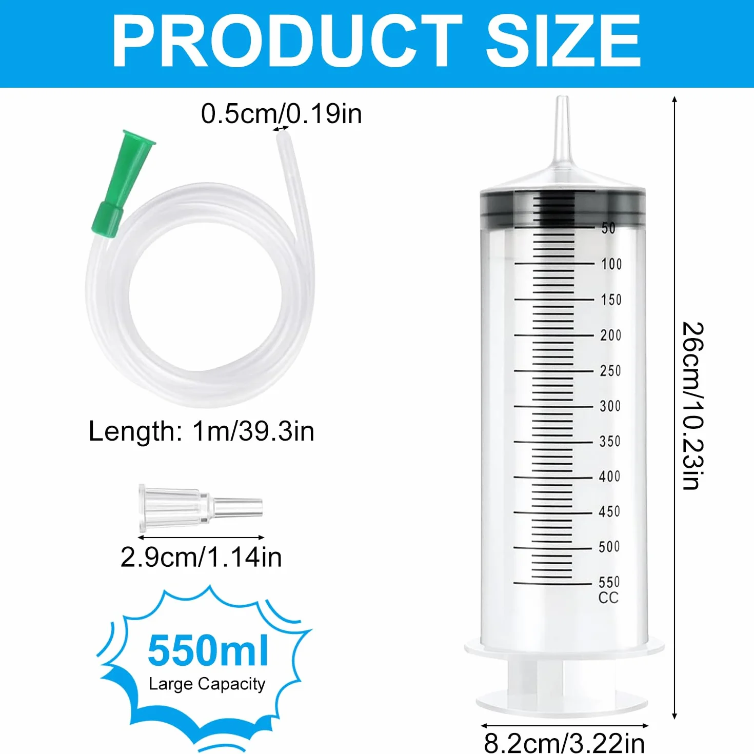 550 ml pompa do odsysania oleju z wężem, pompa do odsysania oleju, duża strzykawka, odpowiednia do płynu hamulcowego, oleju przekładniowego, chłodziwa i zastosowań przemysłowych