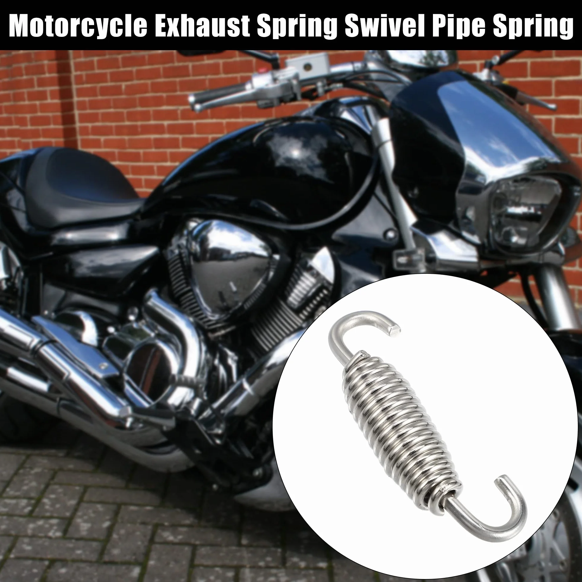 A ABSOPRO Sprężyna rury wydechowej do motocykla sprężyny tłumika 55 mm stal nierdzewna modyfikowane akcesoria motocyklowe srebrny odcień 2 sztuki