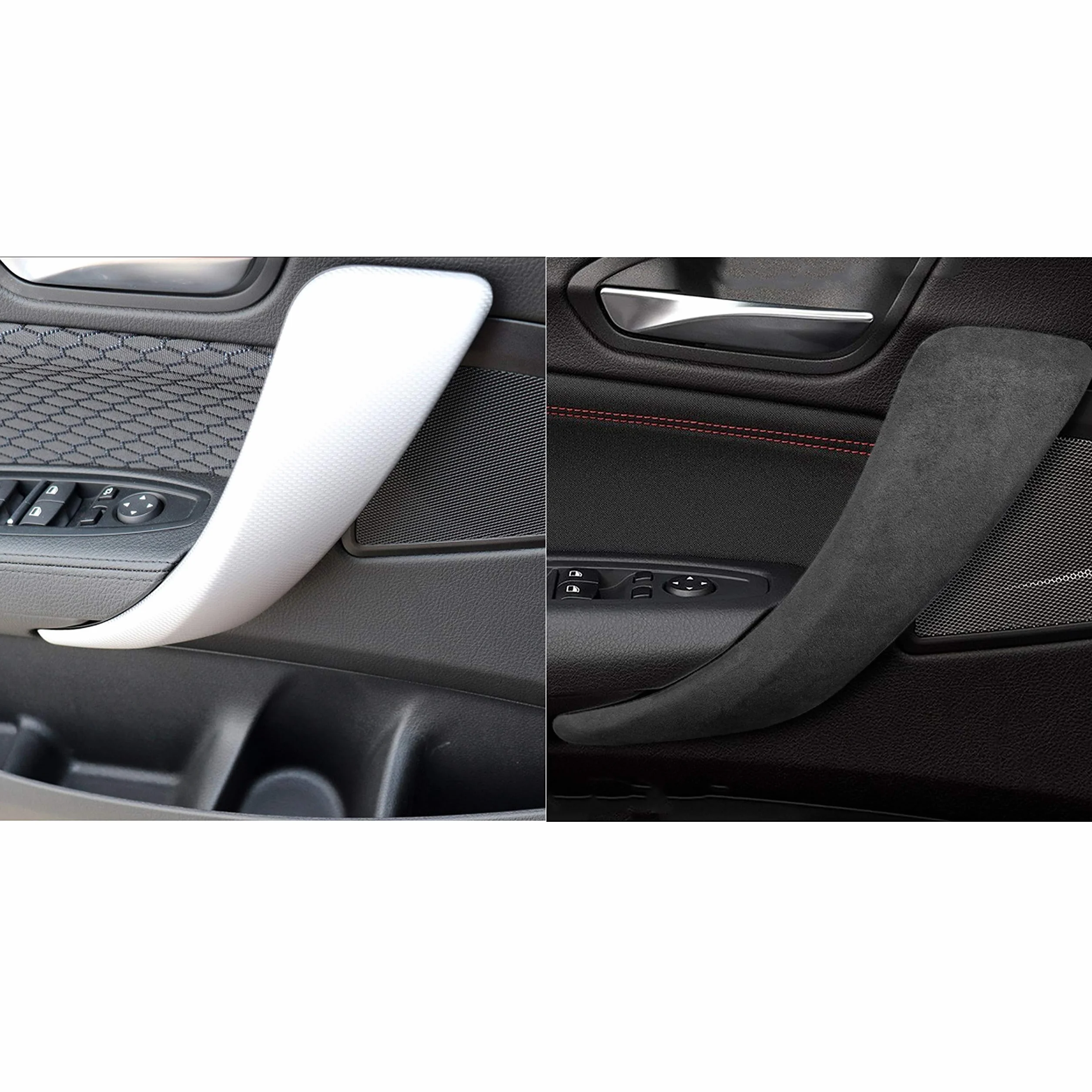 Toworldit Alcantara + ABS klamka na drzwi, podłokietnik, osłona panelu wykończenia, naklejka kompatybilna z BMW serii 1 F20 F21 F22 F23 2012-2019 (czarno-szary)