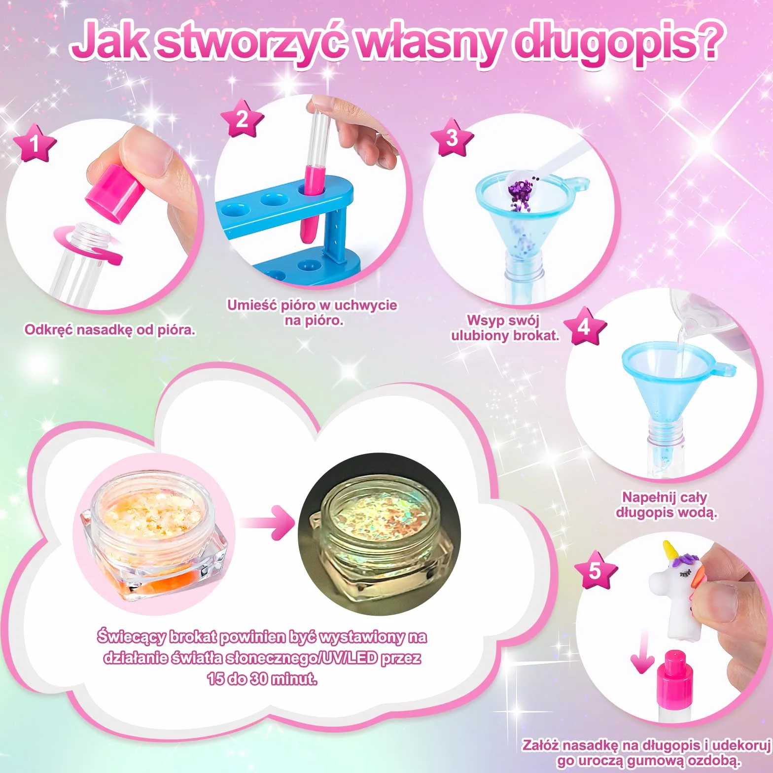 Kazzley Kreatywny zestaw do tworzenia uroczych długopisów, projekty dla dzieci, pomysły na prezent dla dziewczynki 6-10 lat, zabawki dla dziewczynek 5-12