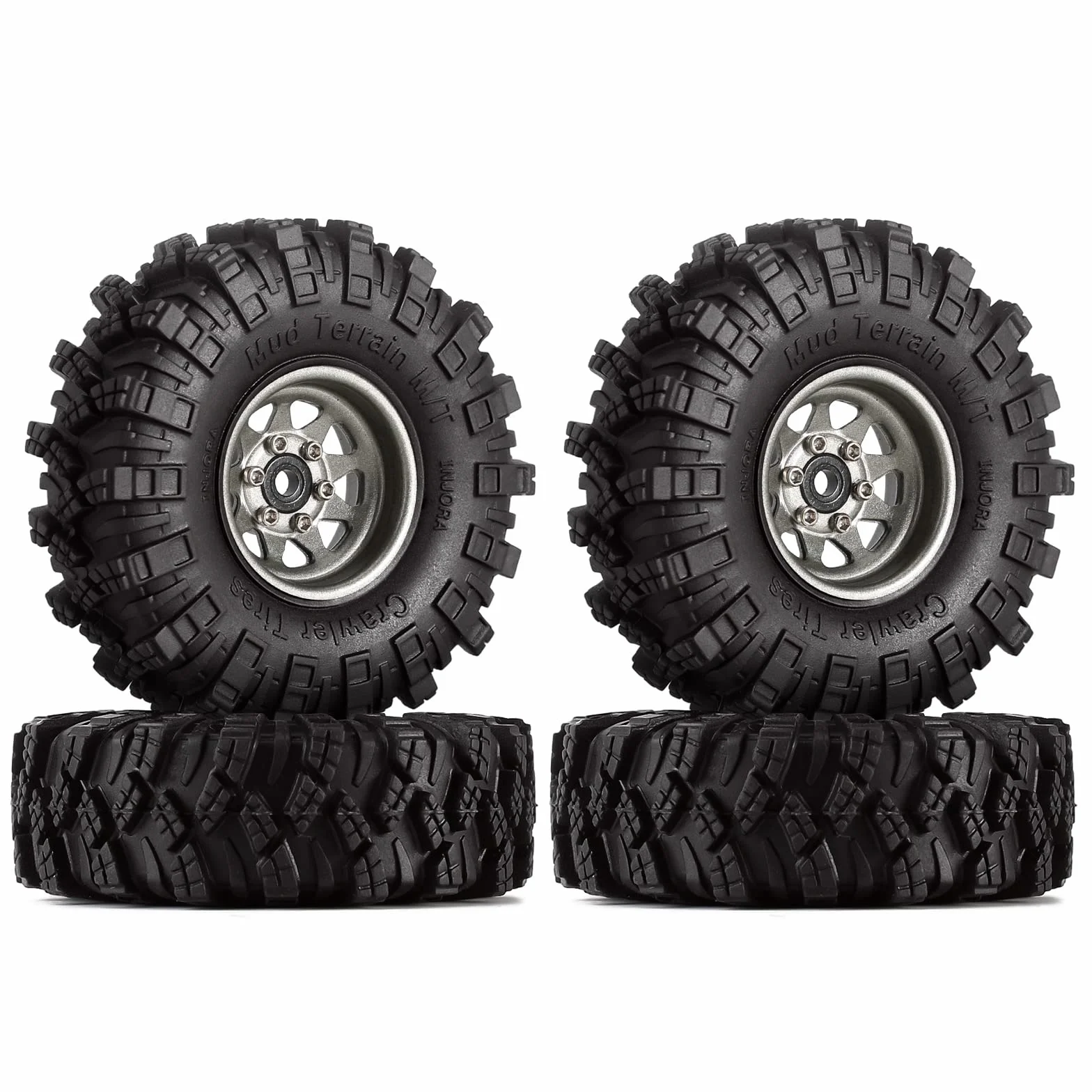 INJORA Zestaw 1.0 RC Beadlock koła błotne opony Deep Dish, opony do TRX4M 1/18 Axial SCX24 Gladiator Deadbolt Bronco C10 JLU części do RC Crawler Car, S5