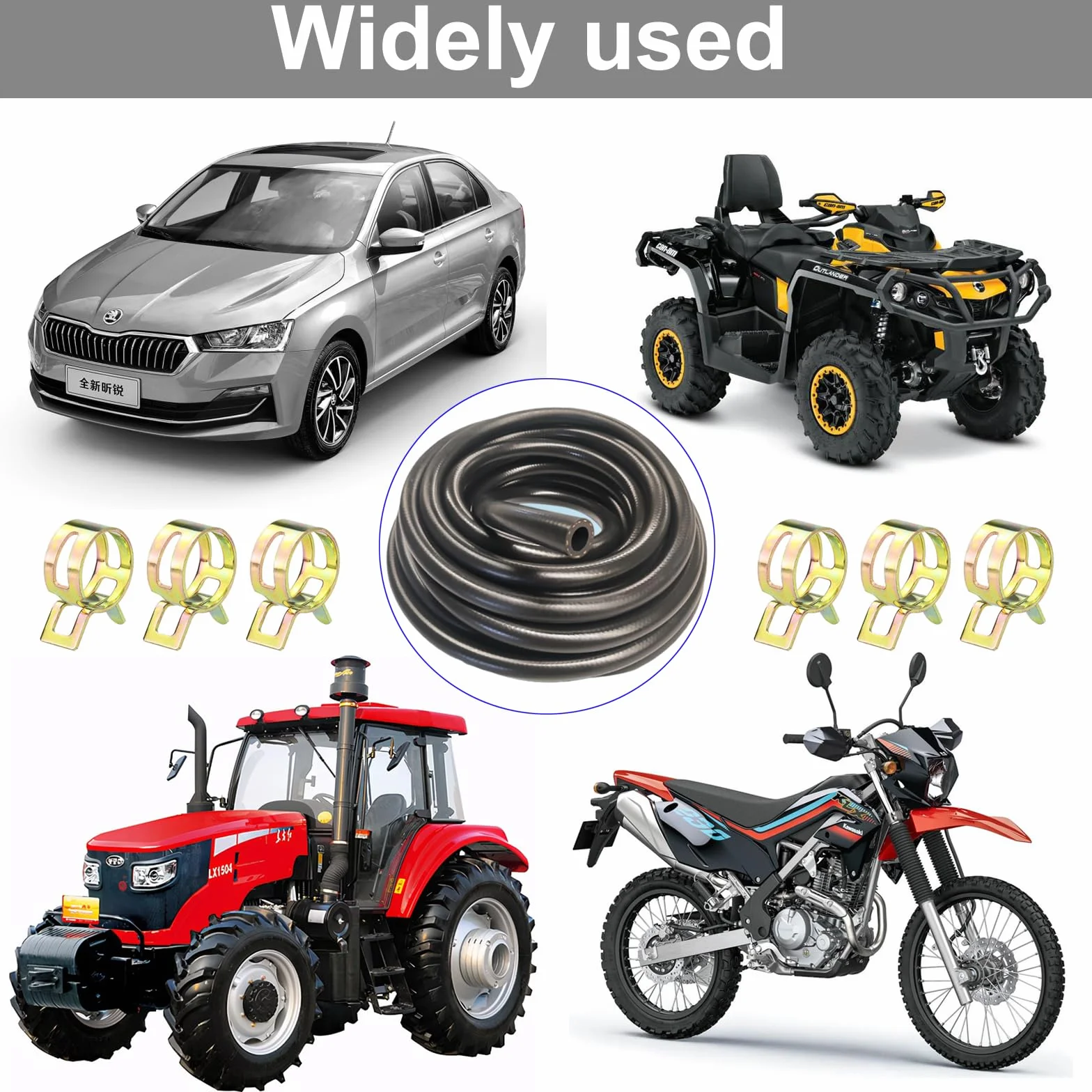 Wąż paliwowy 1 m, średnica wewnętrzna 8 mm, z 6 opaskami zaciskowymi, do motocykli, kosiarek