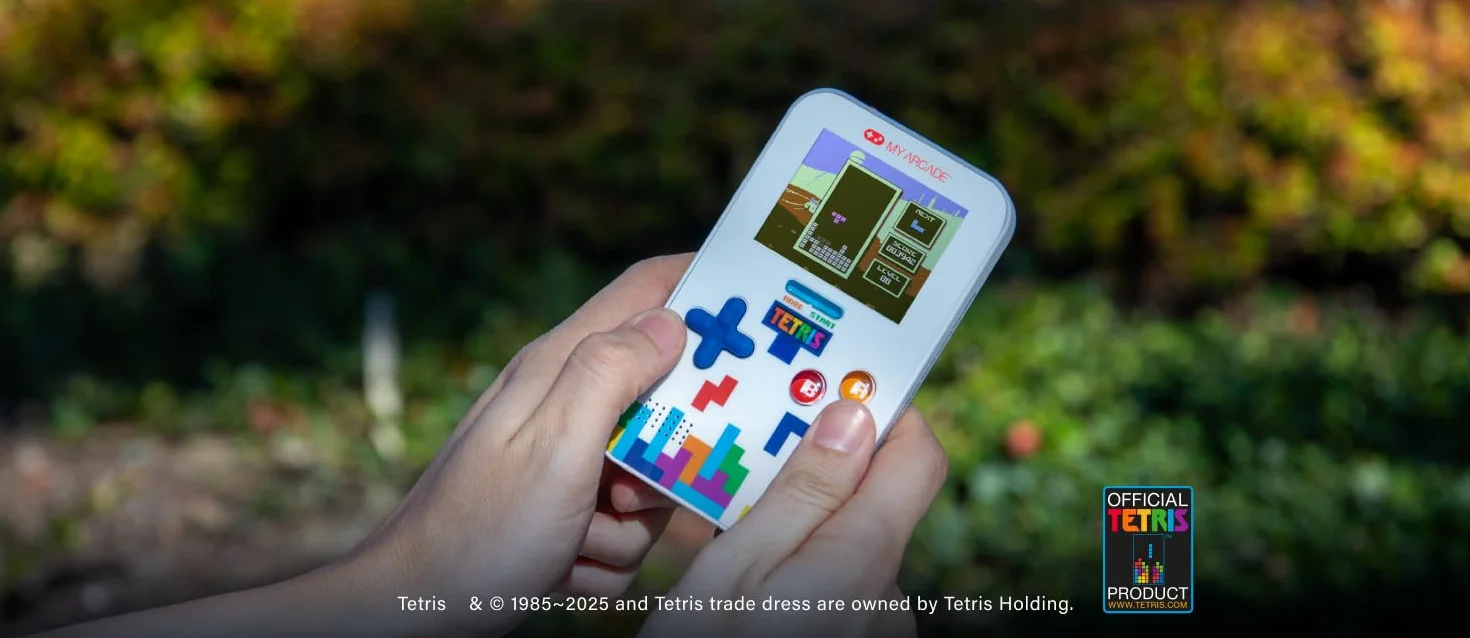 My Arcade Tetris Go Gamer: Retro gra wideo, ręczna konsola Tetris z 301 grami dla dzieci i dorosłych, ekran 2,5 cala