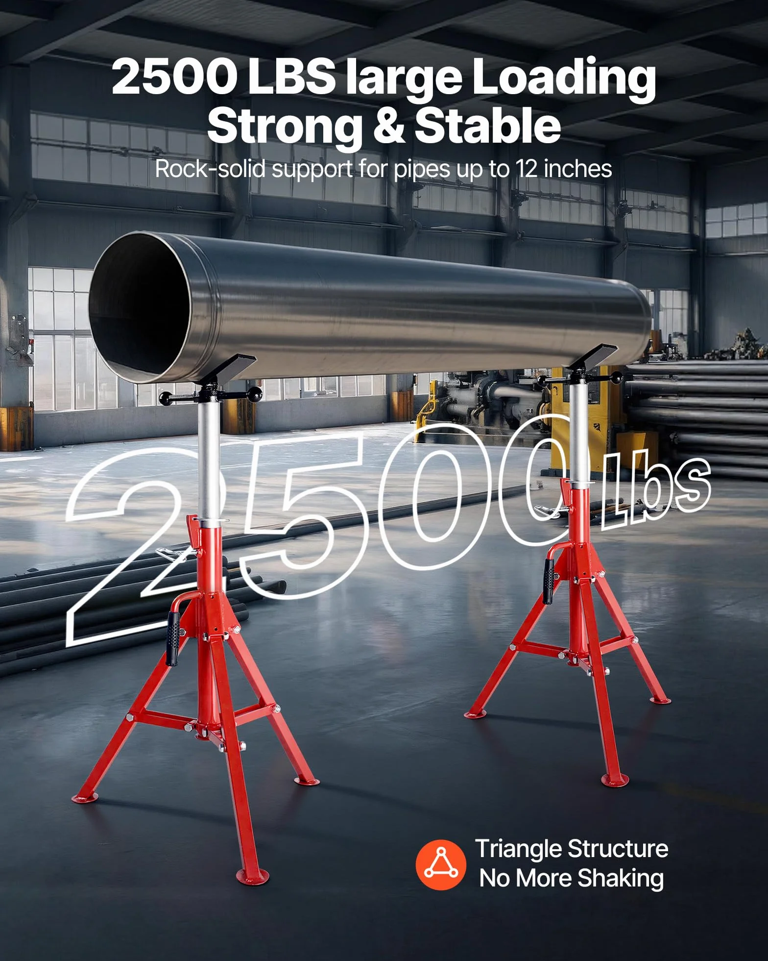 VEVOR Stojak na rurę z głowicą V regulowana wysokość 28-152 cm 4500 lbs/2 tony składany przenośny