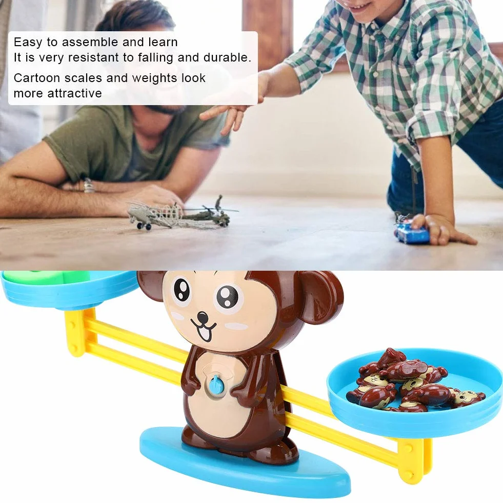 Balance Math Spielzeug für Kinder, Monkey Balance Brettspiel Math Number Cards Blocks Lernspielzeug Set Kinder Baby Counting Lernspielzeug(Braun)