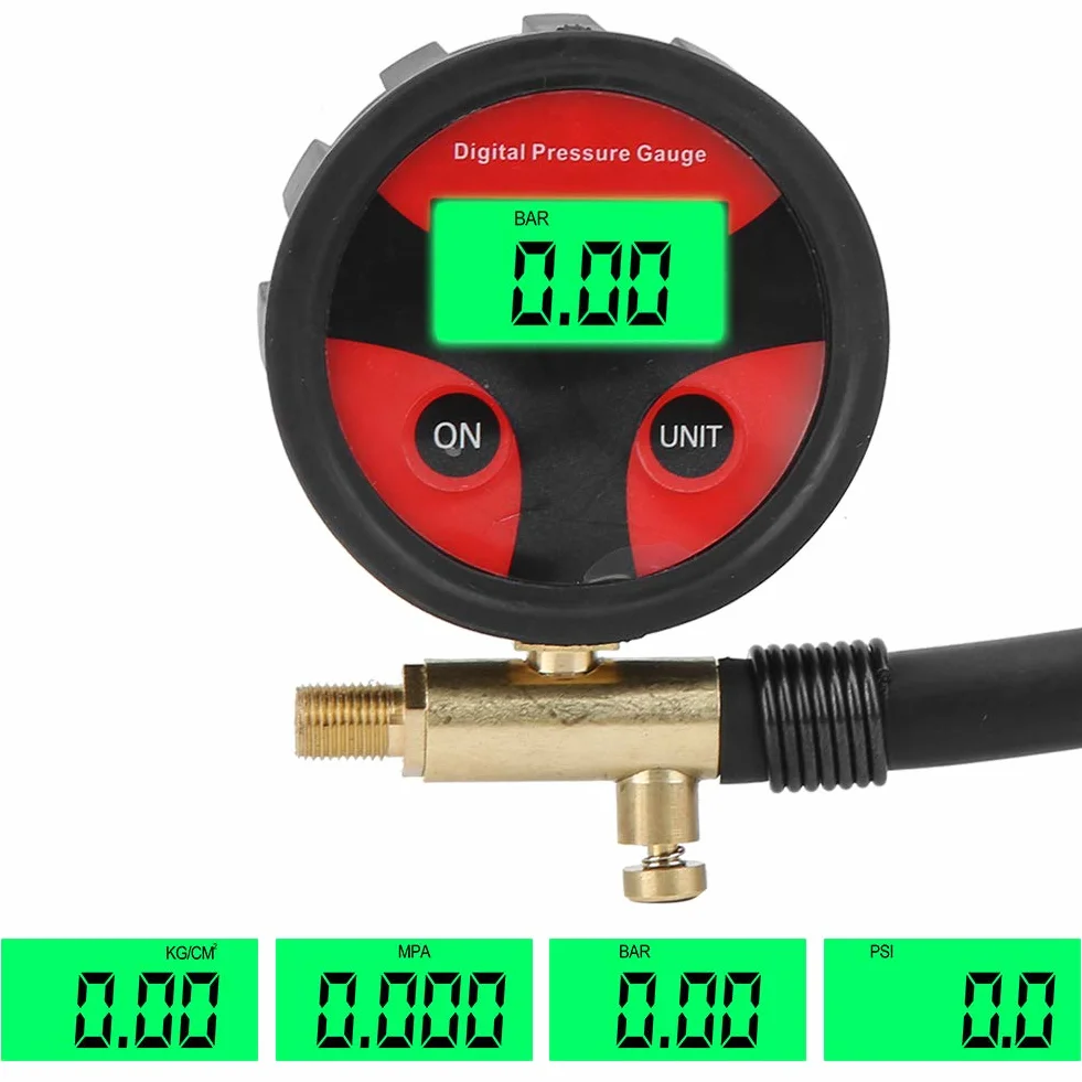 Fydun Wskaźnik ciśnienia w oponach 0-200PSI Car Multi-Fonction LCD Cyfrowy miernik ciśnienia powietrza w oponach Tester miernika