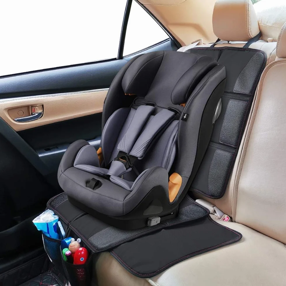 Podkładka pod fotelik samochodowy, ochrona foteli, pyłoszczelna, antypoślizgowa, wodoszczelna, miękki materiał, z oparciem